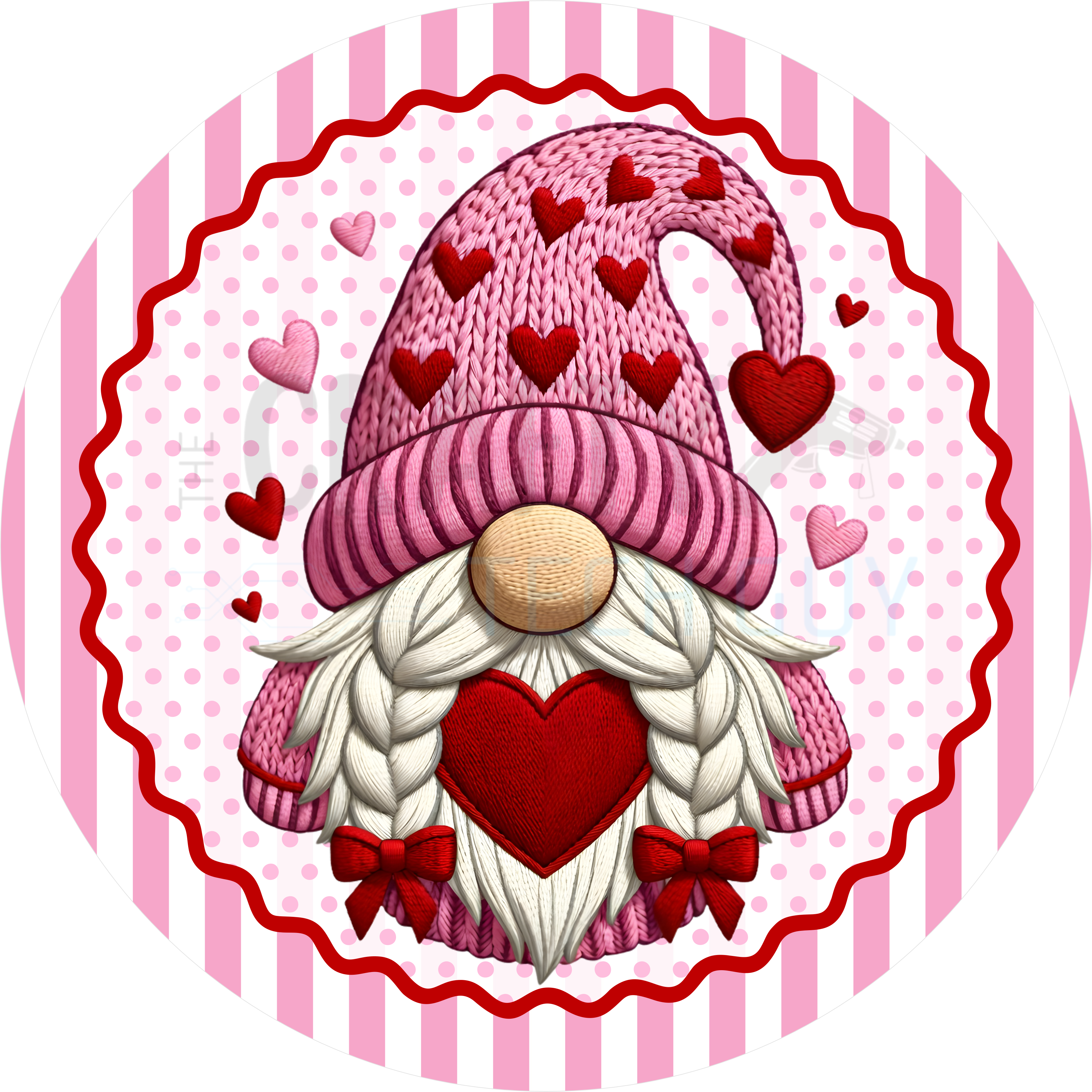 Striped & Polka Dot Valentine Gnome Sign