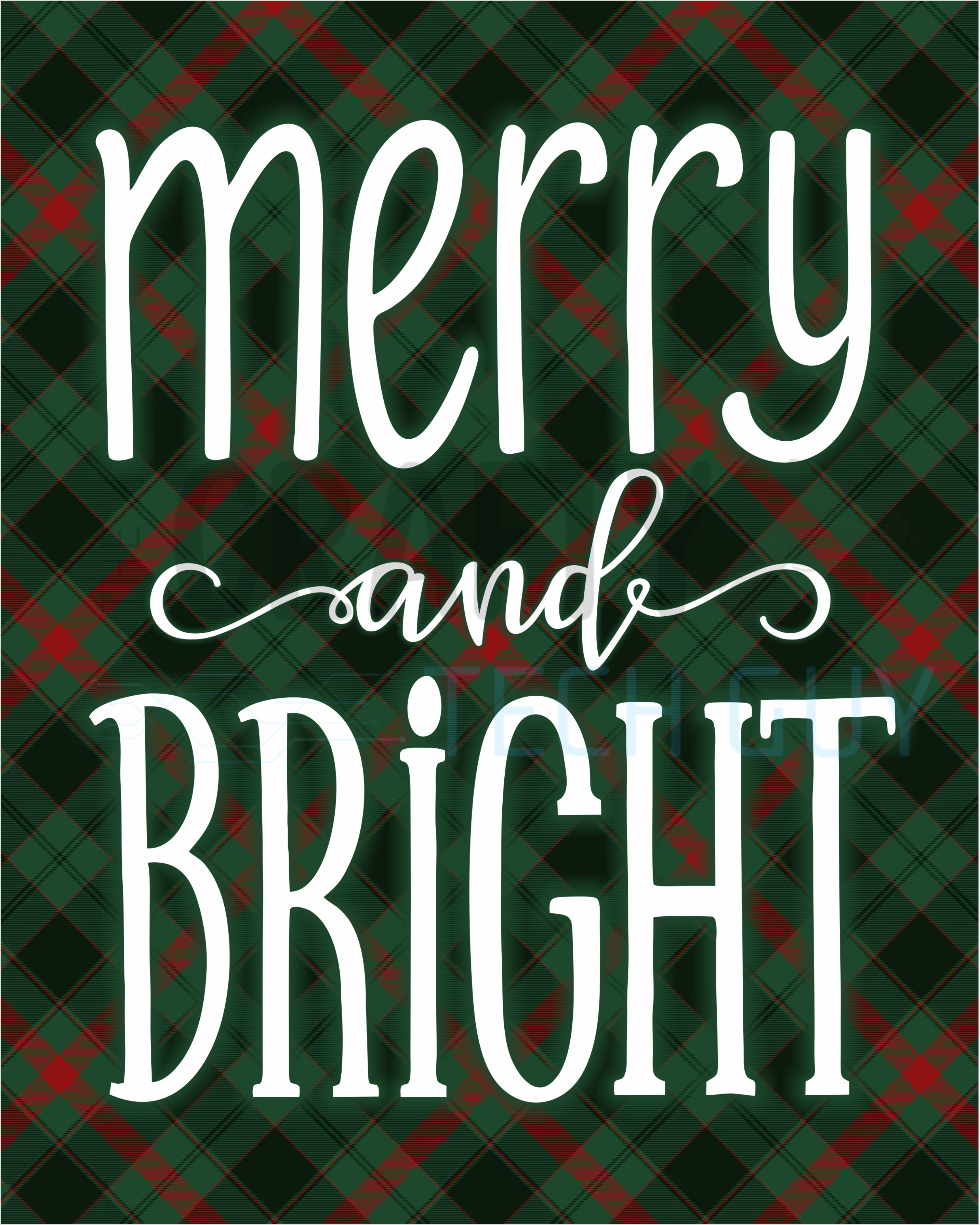 Merry and Bright Christmas Sign – Classic Green and Red Plaid Holiday Decor for Wreaths, Entryways, and Seasonal Displays