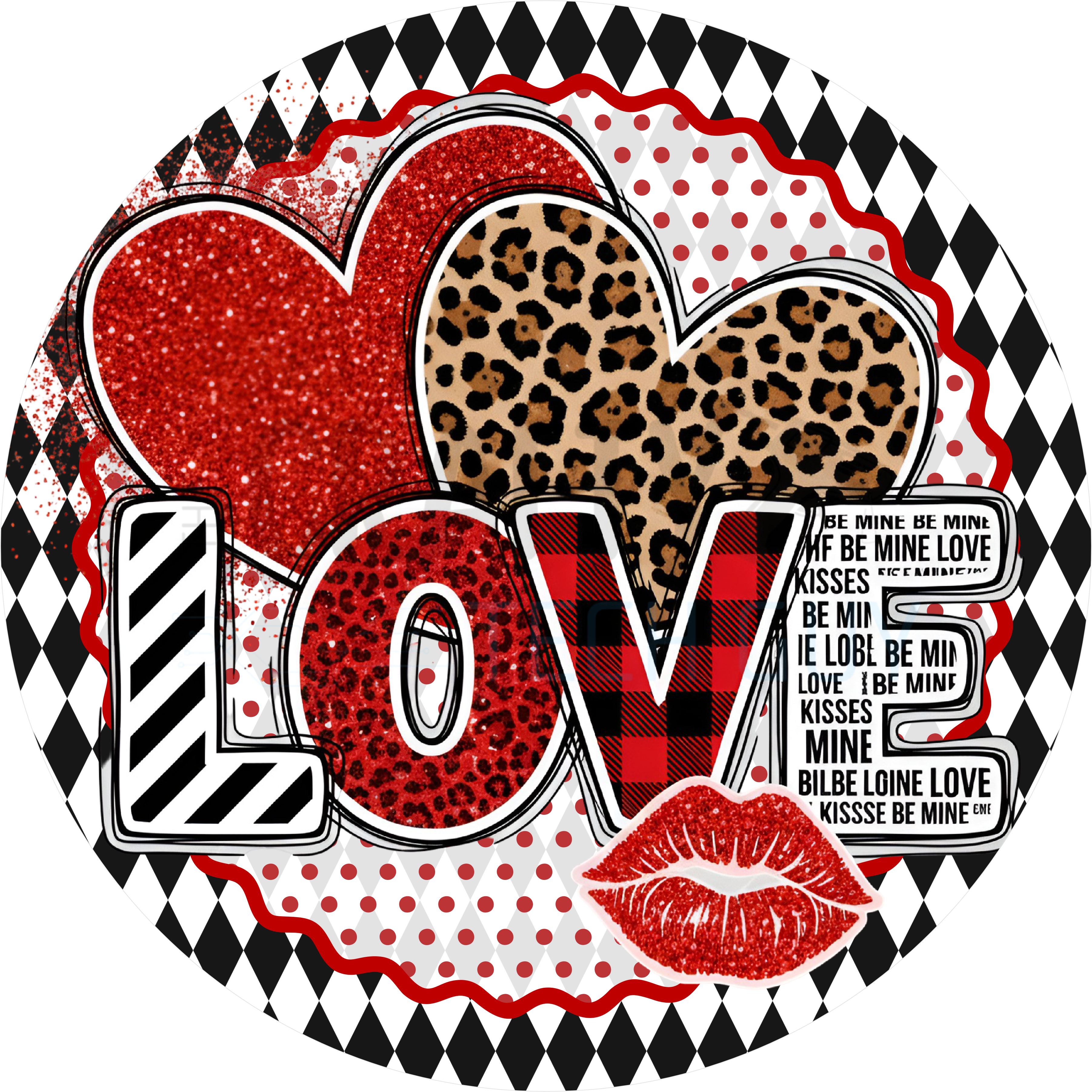 Bold LOVE Valentine Door Sign – Glitter, Leopard & Buffalo Plaid