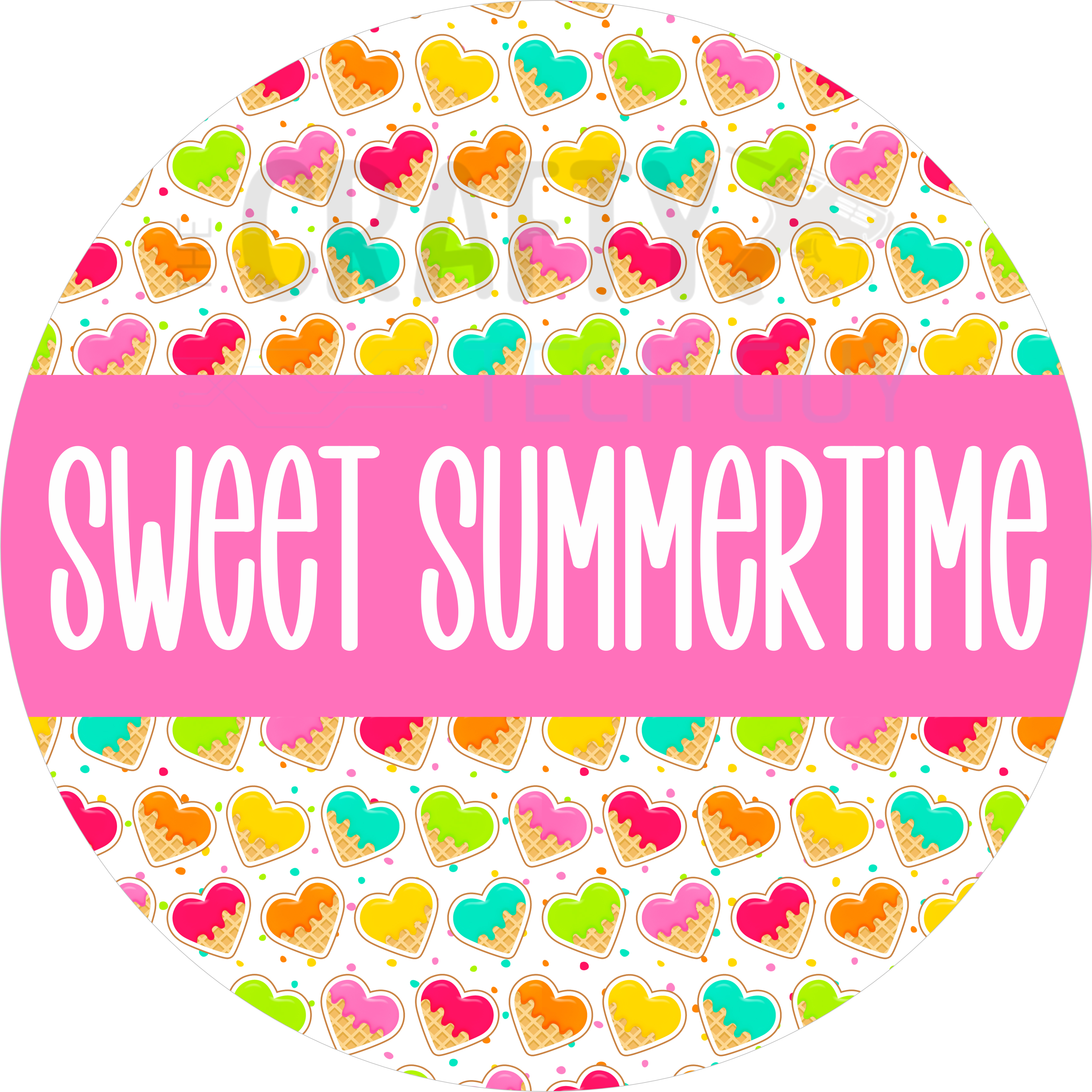 Sweet Summertime Ice Cream Heart Sign – Bright Summer Door Décor