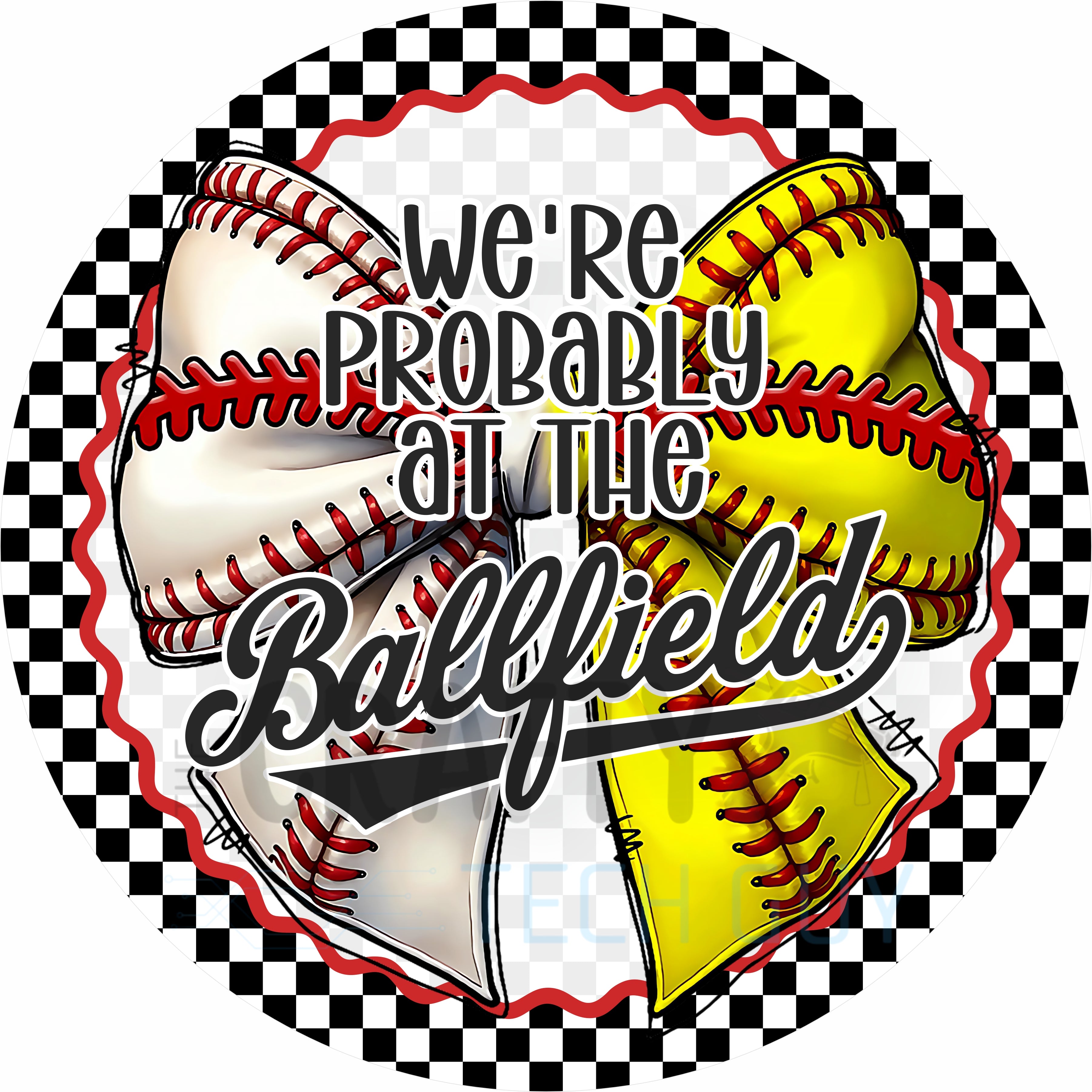 Ballfield Baseball Softball Mom Round Wreath Sign