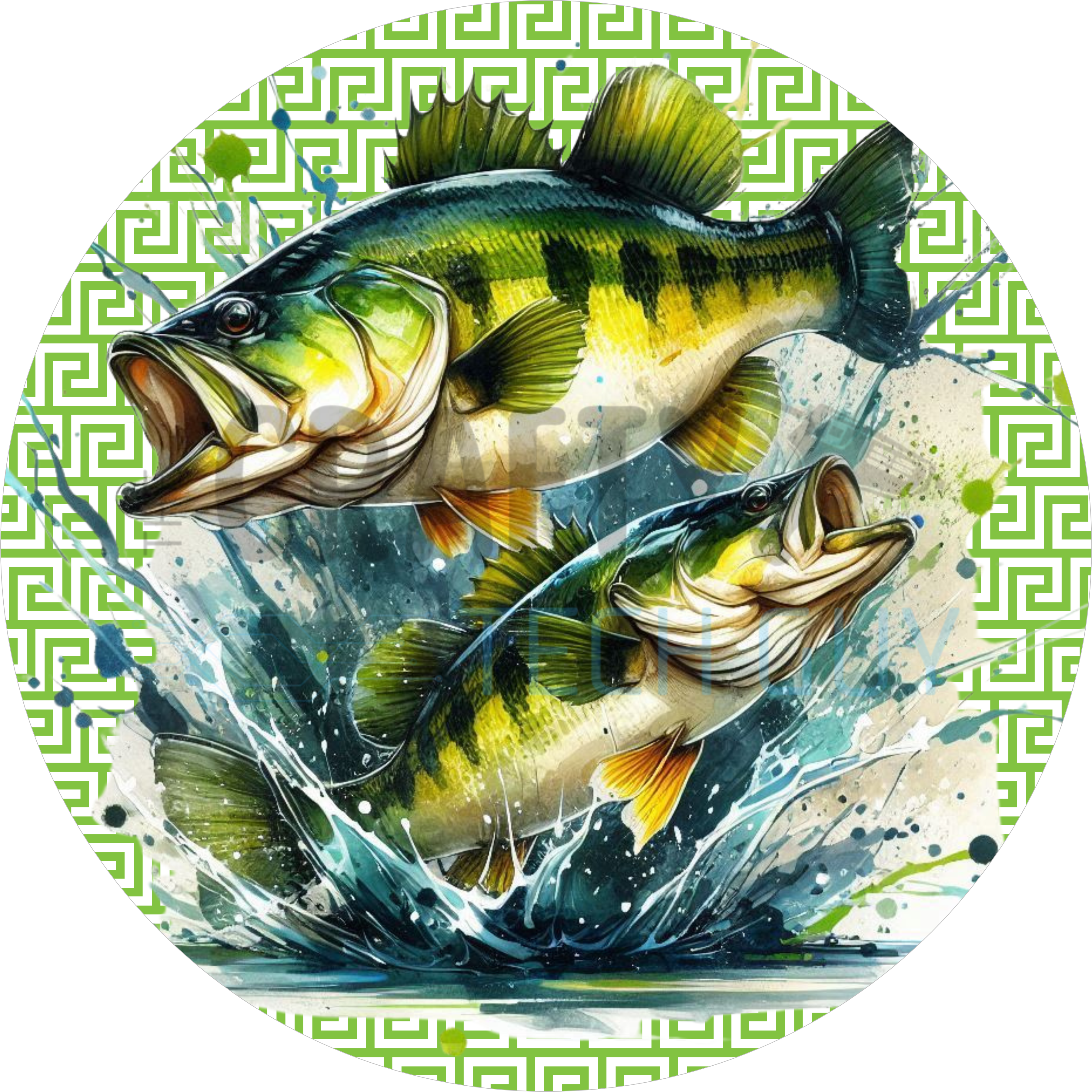Bass Fishing Door Sign – Jumping Largemouth Bass Water Splash Artwork for Cabin, Lake House & Outdoors