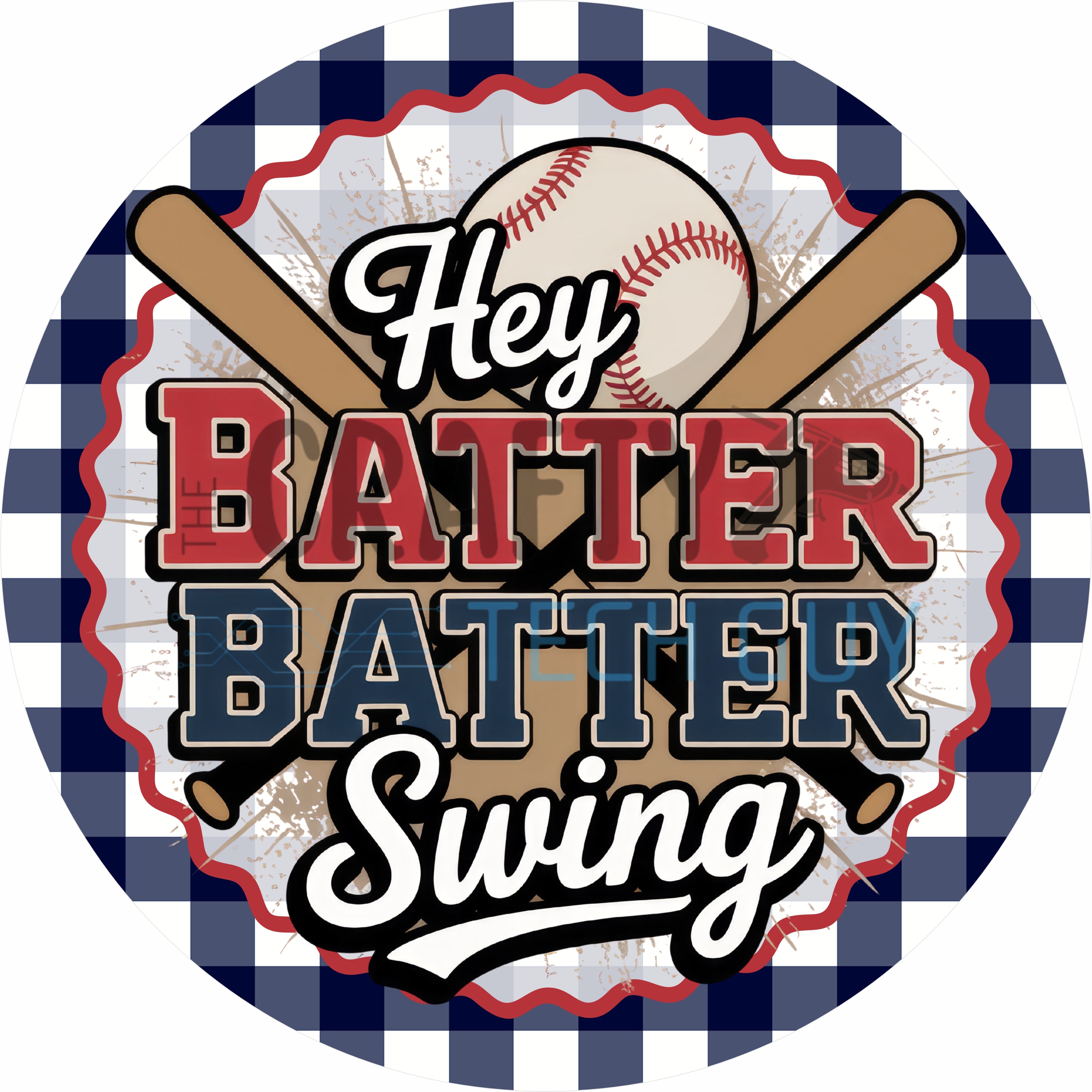 Hey Batter Batter Swing Baseball Sports Round Wreath Sign