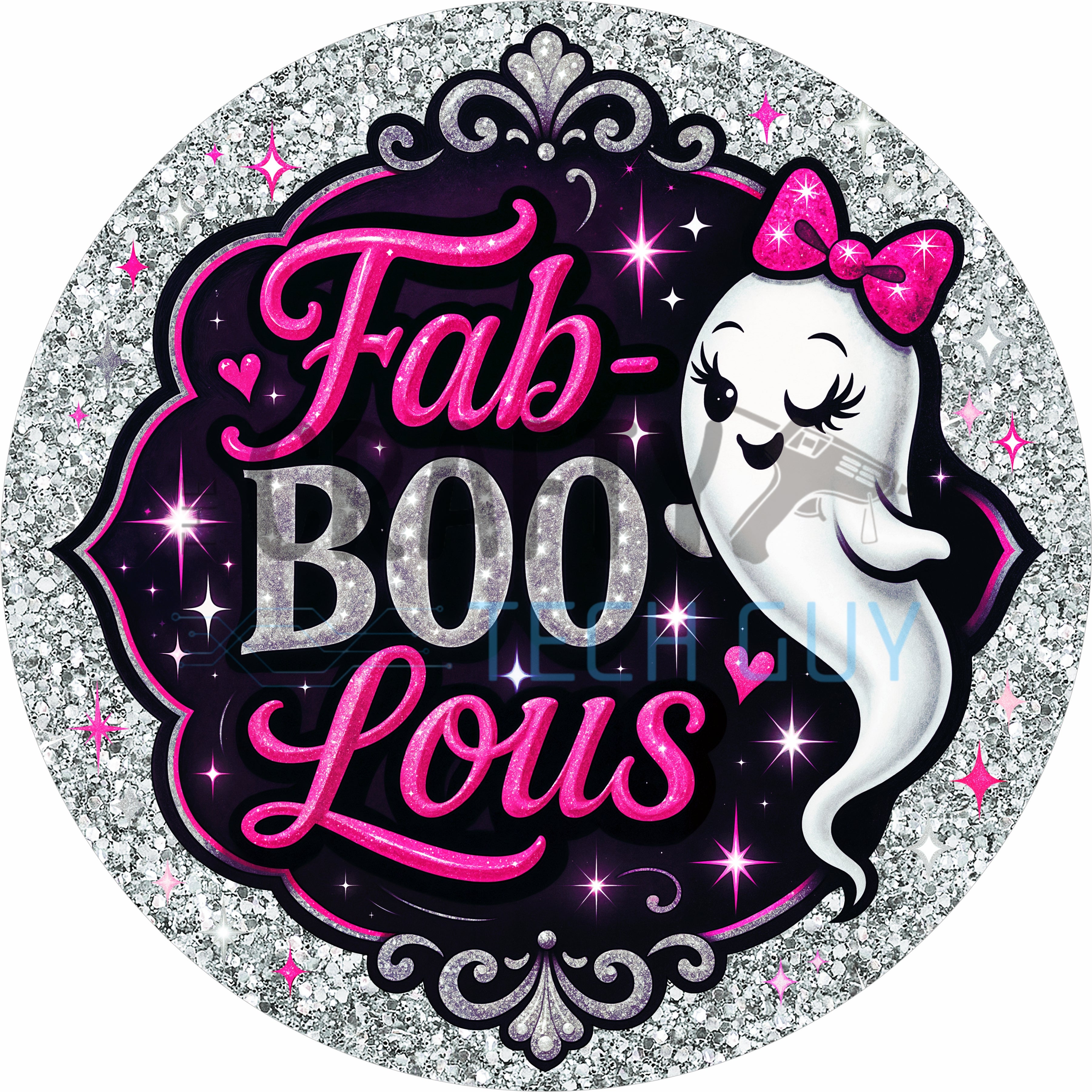 Letrero fantasma de cuadros vichy rosas con piruleta y lazos: una bonita decoración de pared para Halloween.