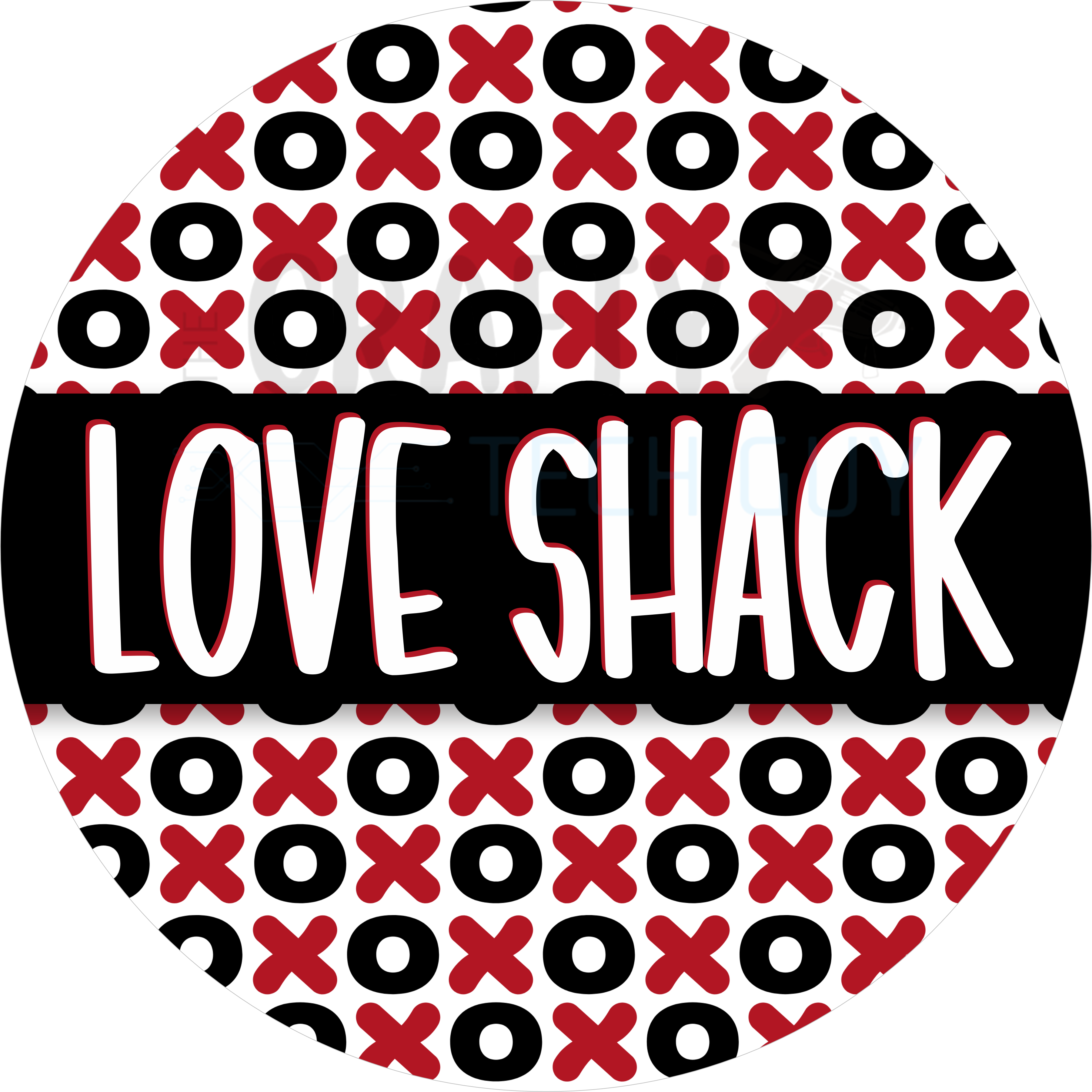 Love Shack XO Valentine Door Sign – Red & Black Design