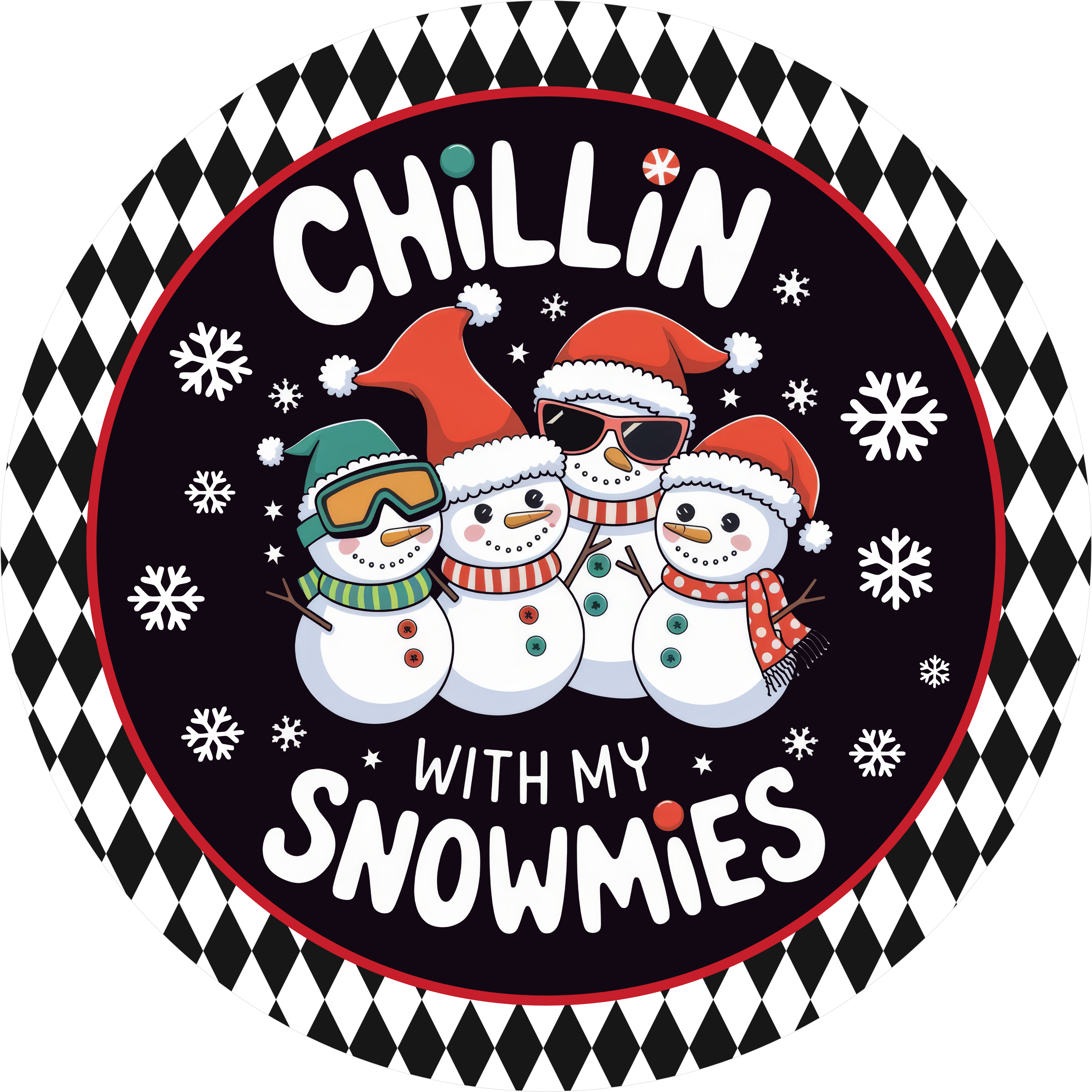 Chillin With My Snowmies Sign, Cute Snowman Winter Decor, Funny Holiday Wreath Sign, Snowflake and Snowman Christmas Decoration