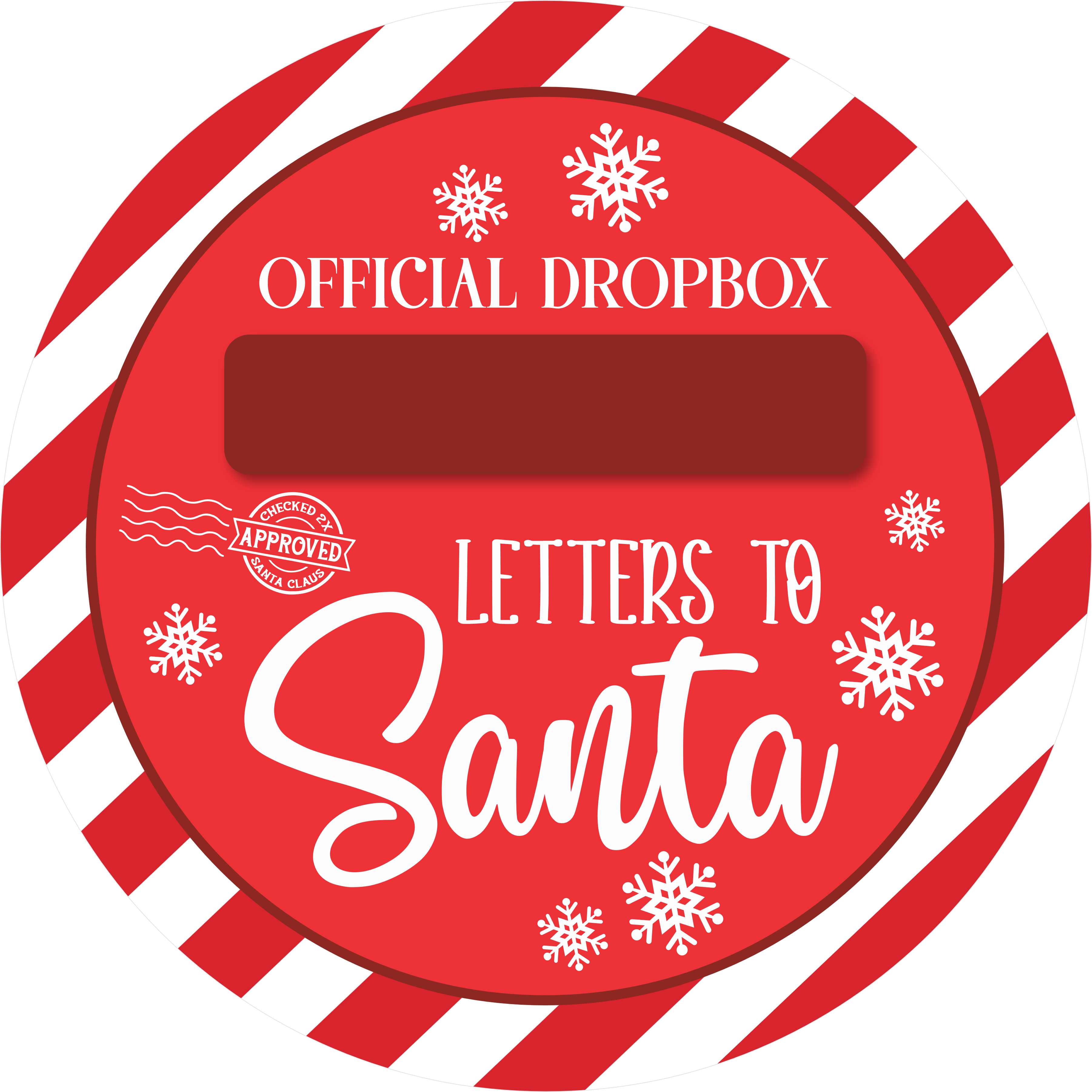 Letters to Santa Sign, Red Christmas Mailbox Decor, Official Santa Drop Box Sign, Candy Cane Stripe Holiday Display Accent