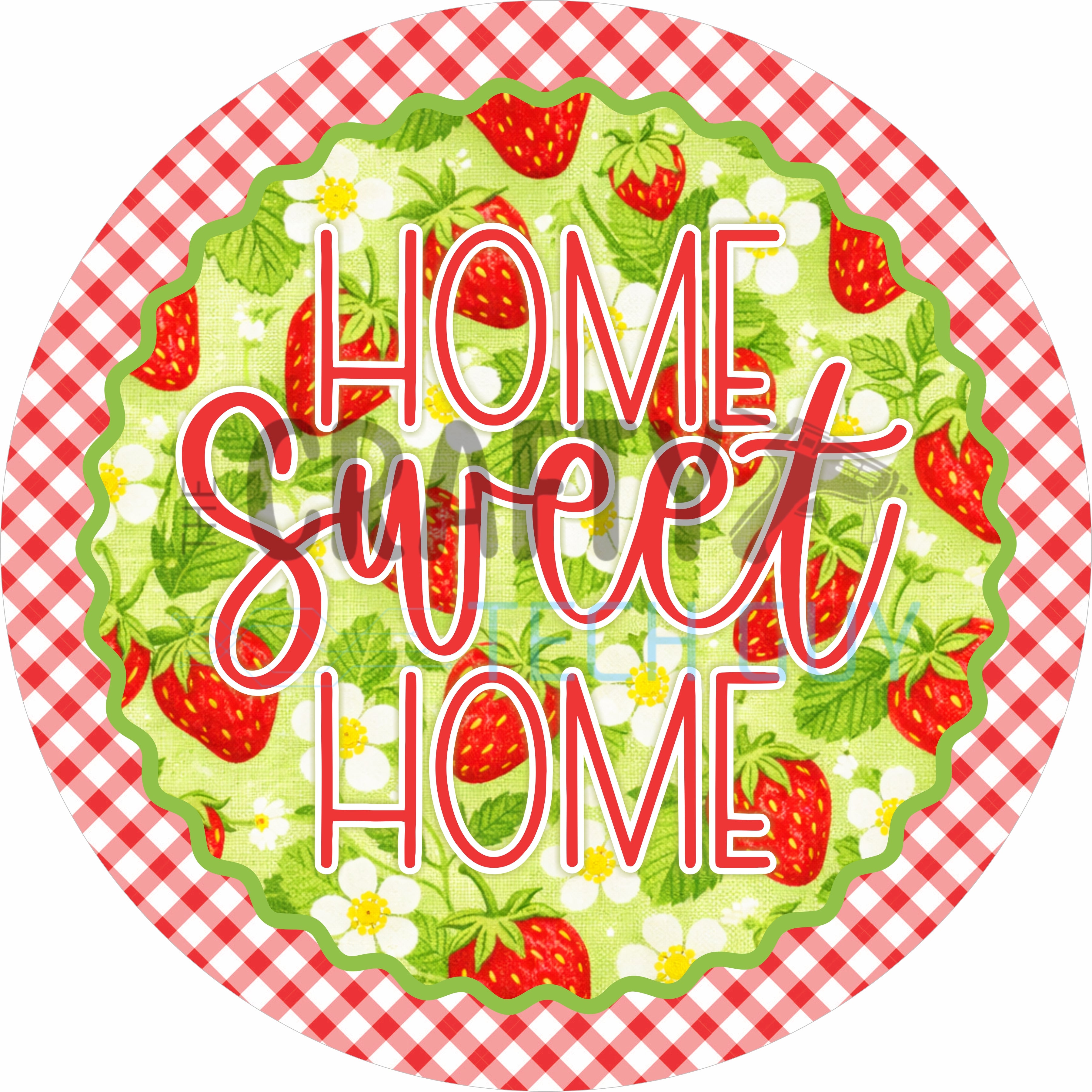 Home Sweet Home Strawberry Farmhouse Round Wreath Sign
