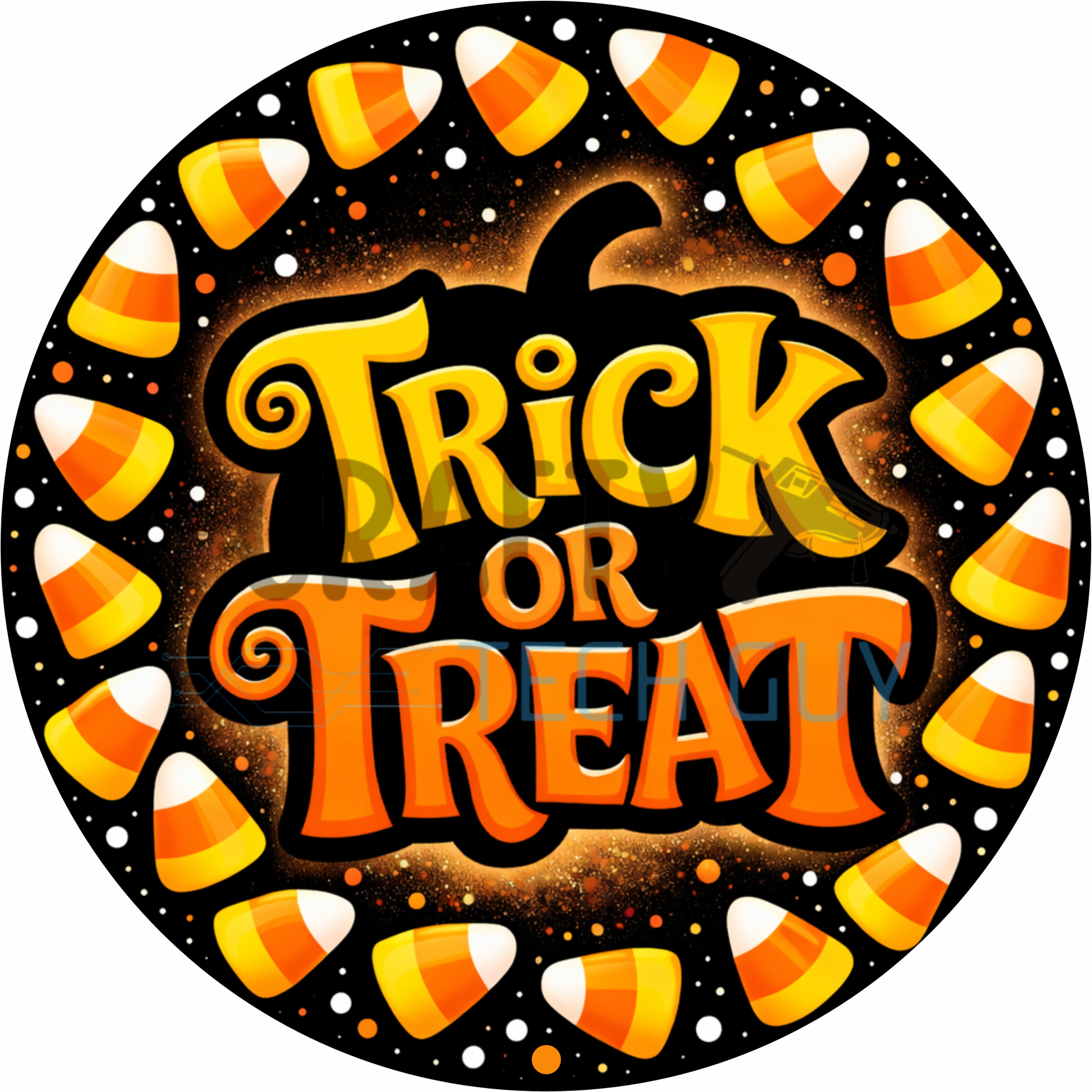 Trick or Treat Candy Corn Halloween round wreath sign