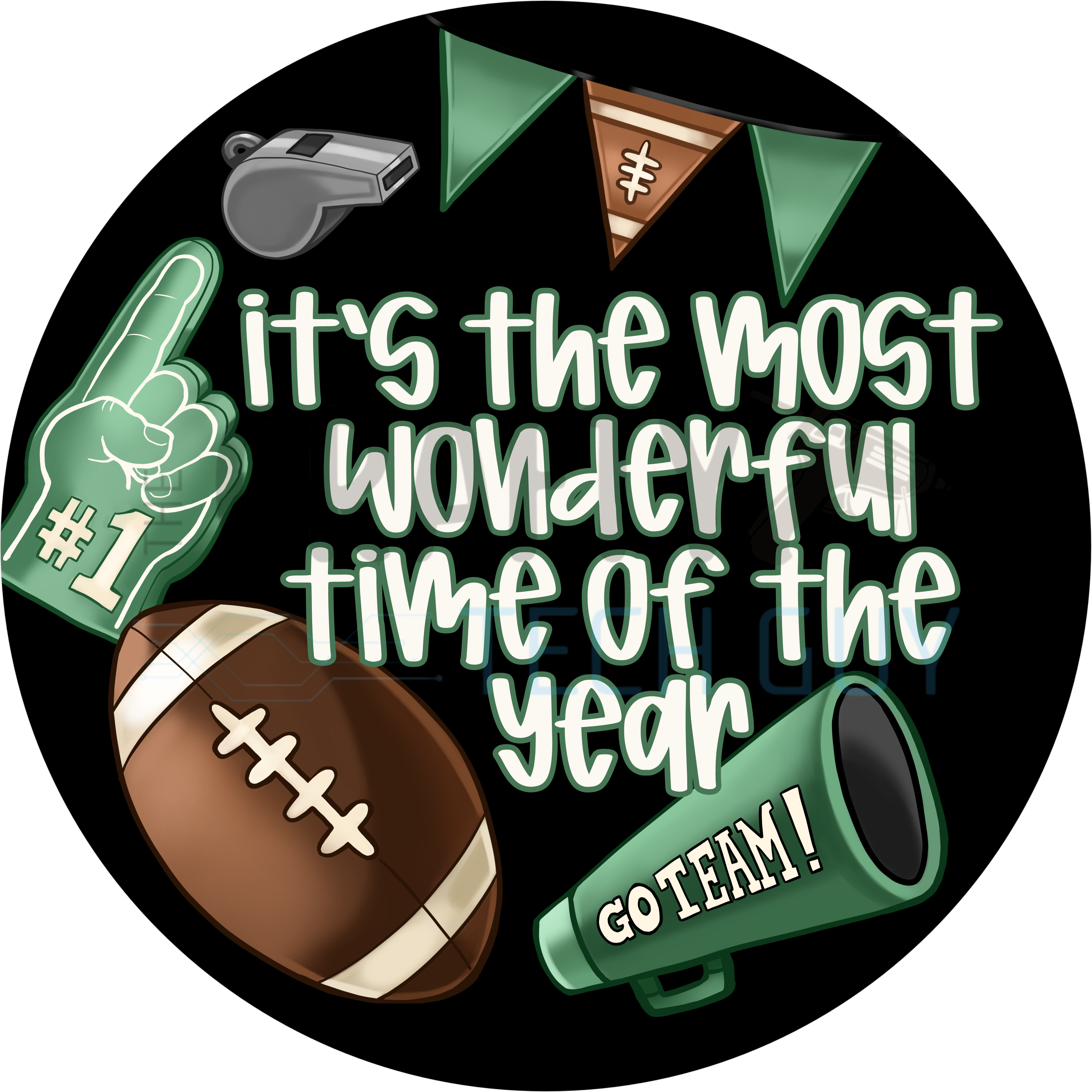 Football Season Most Wonderful Time Round Wreath Sign