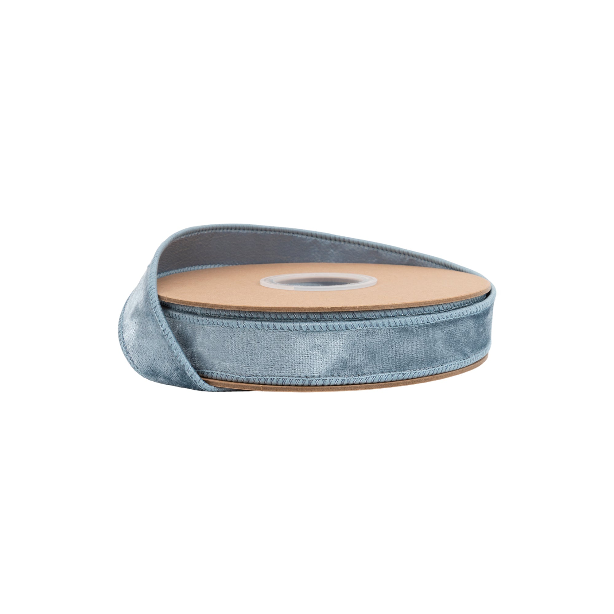 1 Inch 10 Yard French Blue Wired Heritage Velvet Ribbon Solid Dusty Blue on Spool