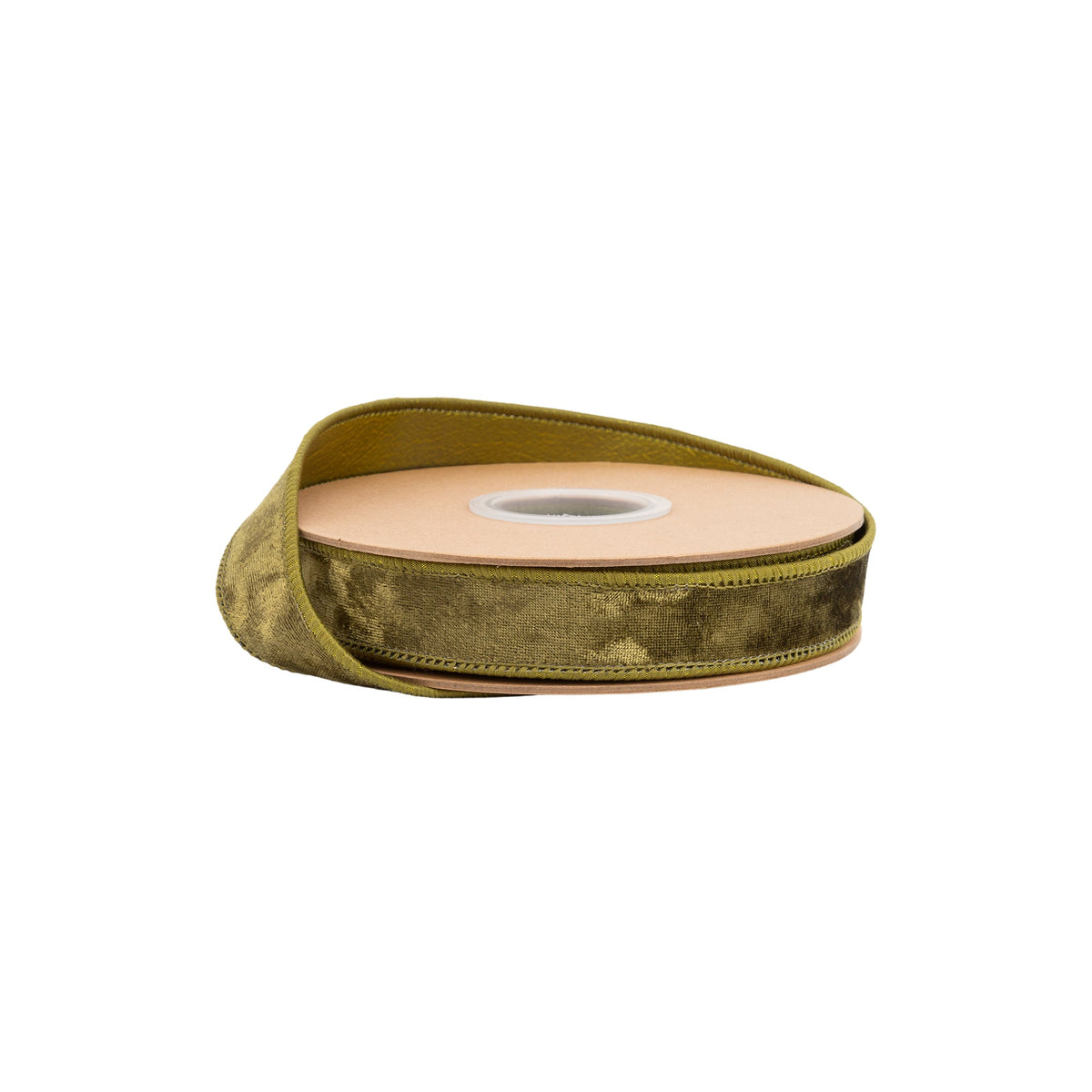 1 Inch 10 Yard Moss Wired Heritage Velvet Ribbon Solid Olive on Spool