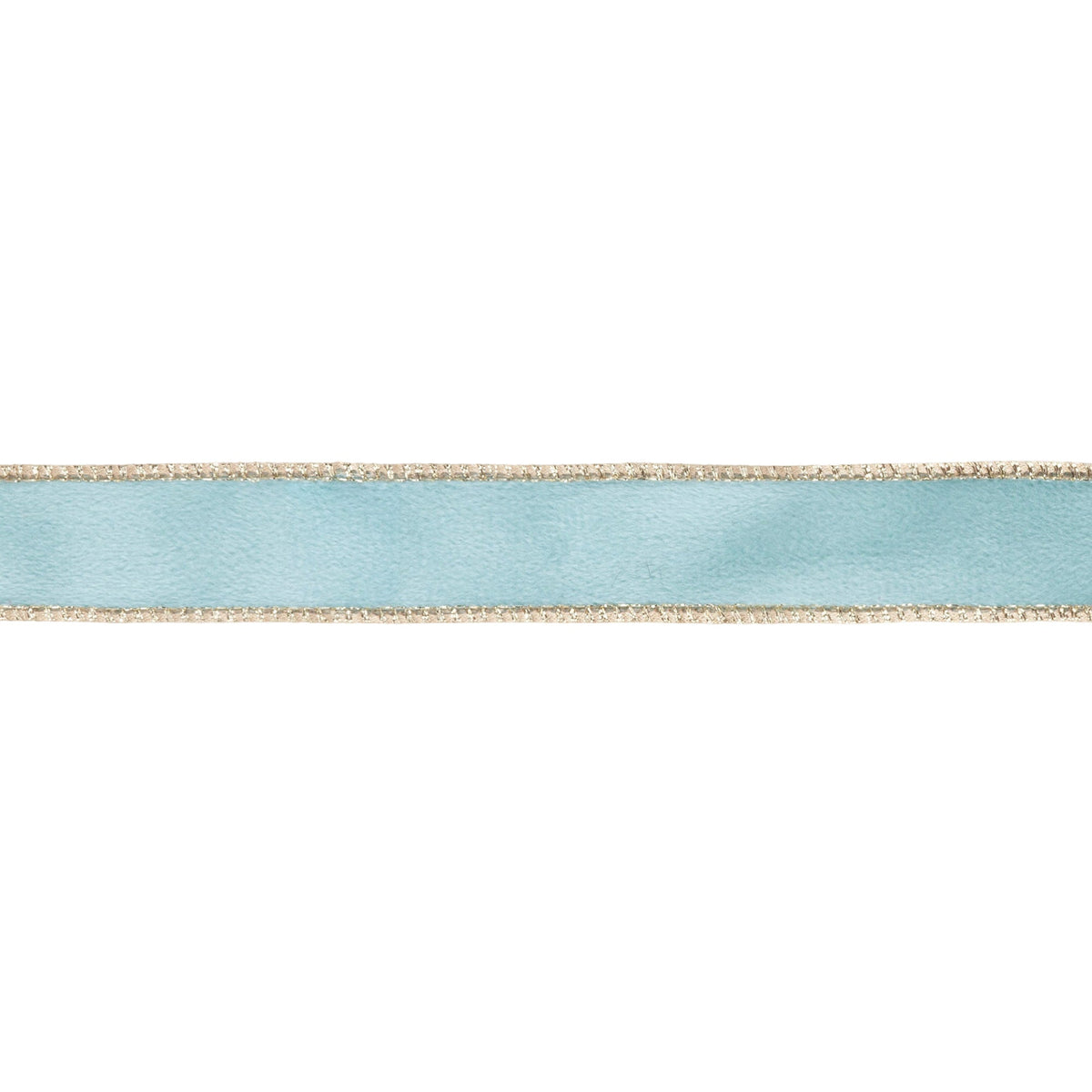 Aqua Turquoise Velvet Face and Gold Reverse on Narrow Wired Wreath Ribbon