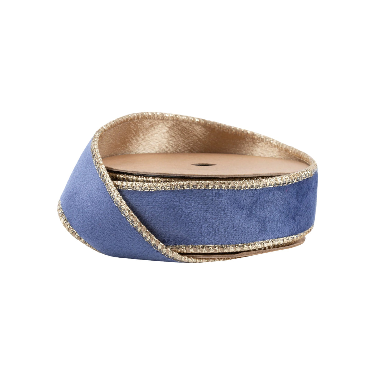 1 Inch 10 Yard French Blue and Gold Reversible Wired Classic Velvet Ribbon on Spool