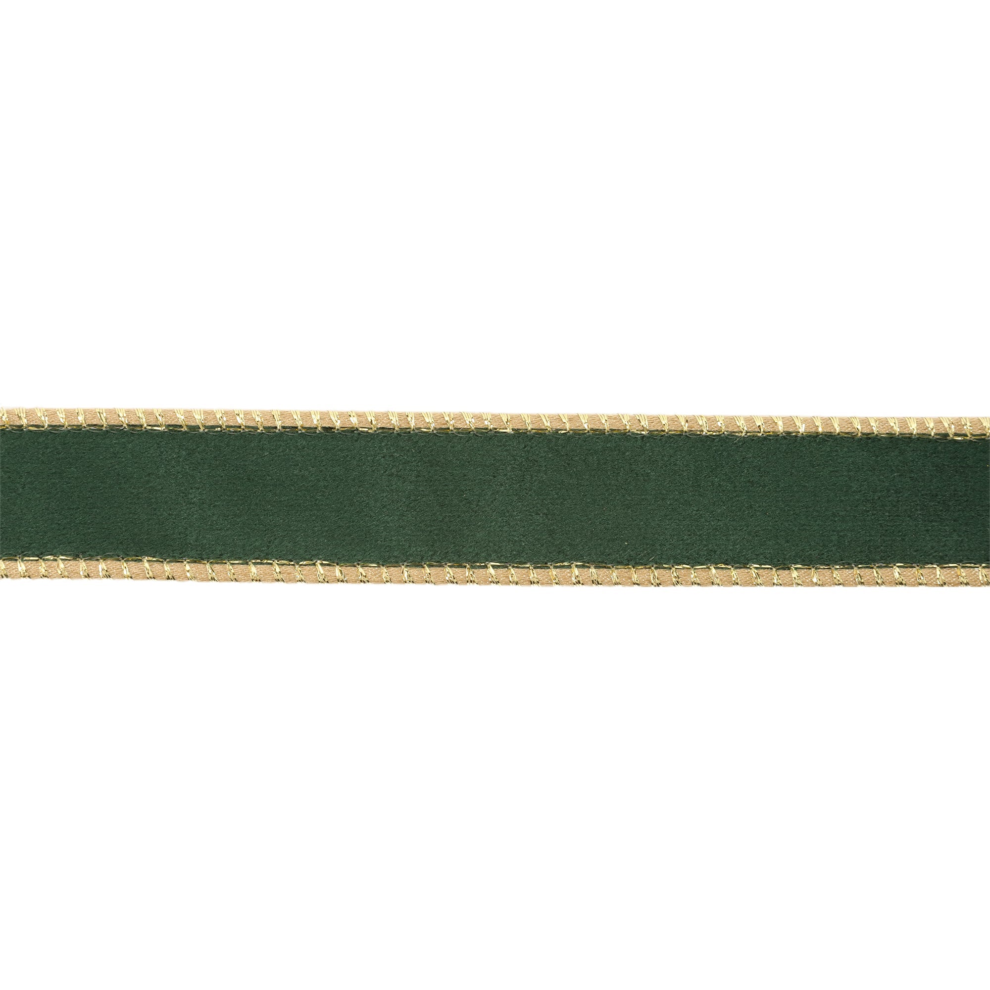 Forest Green Velvet Face and Gold Reverse on Narrow Wired Wreath Ribbon