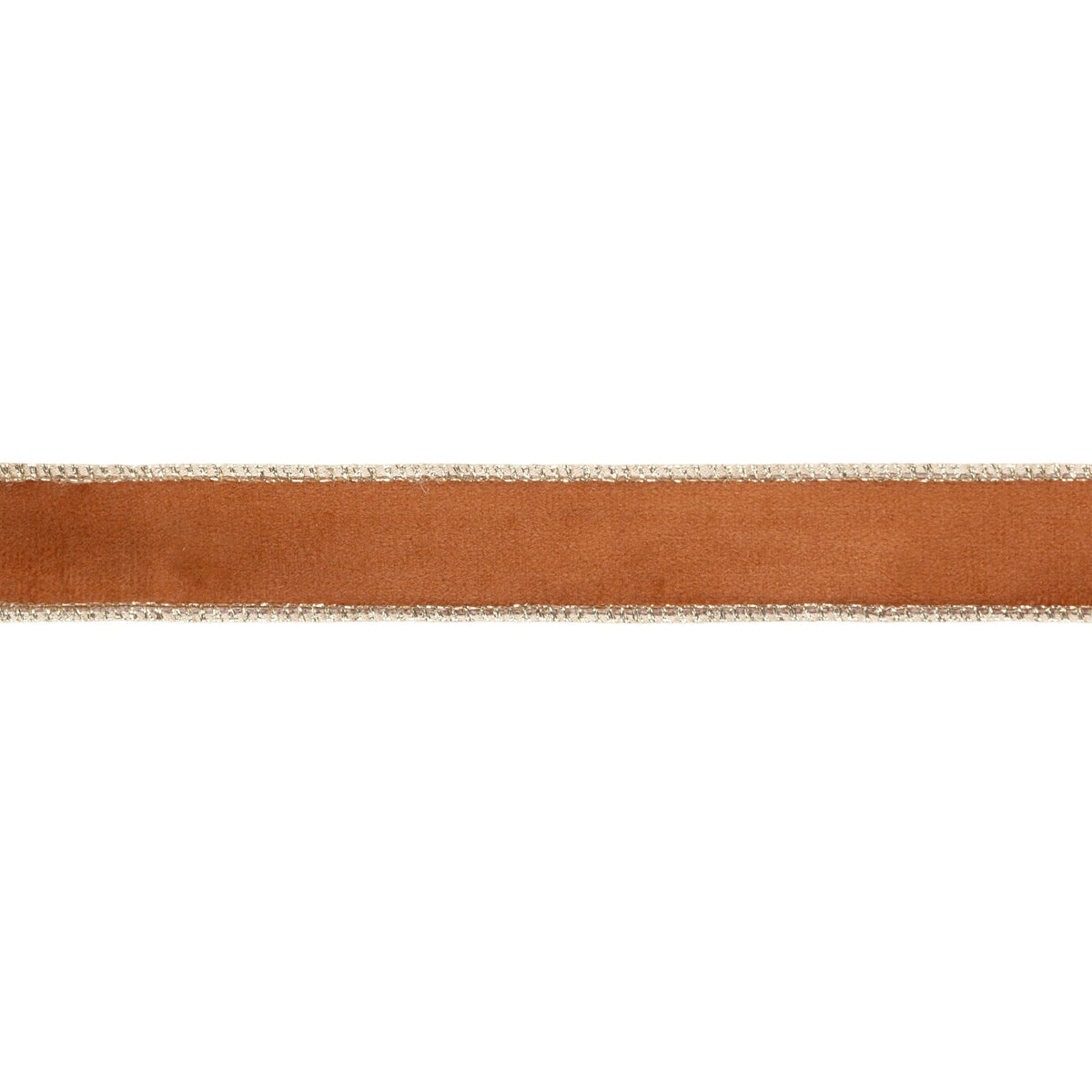 Rust Terracotta Velvet Face and Gold Reverse on Narrow Wired Wreath Ribbon