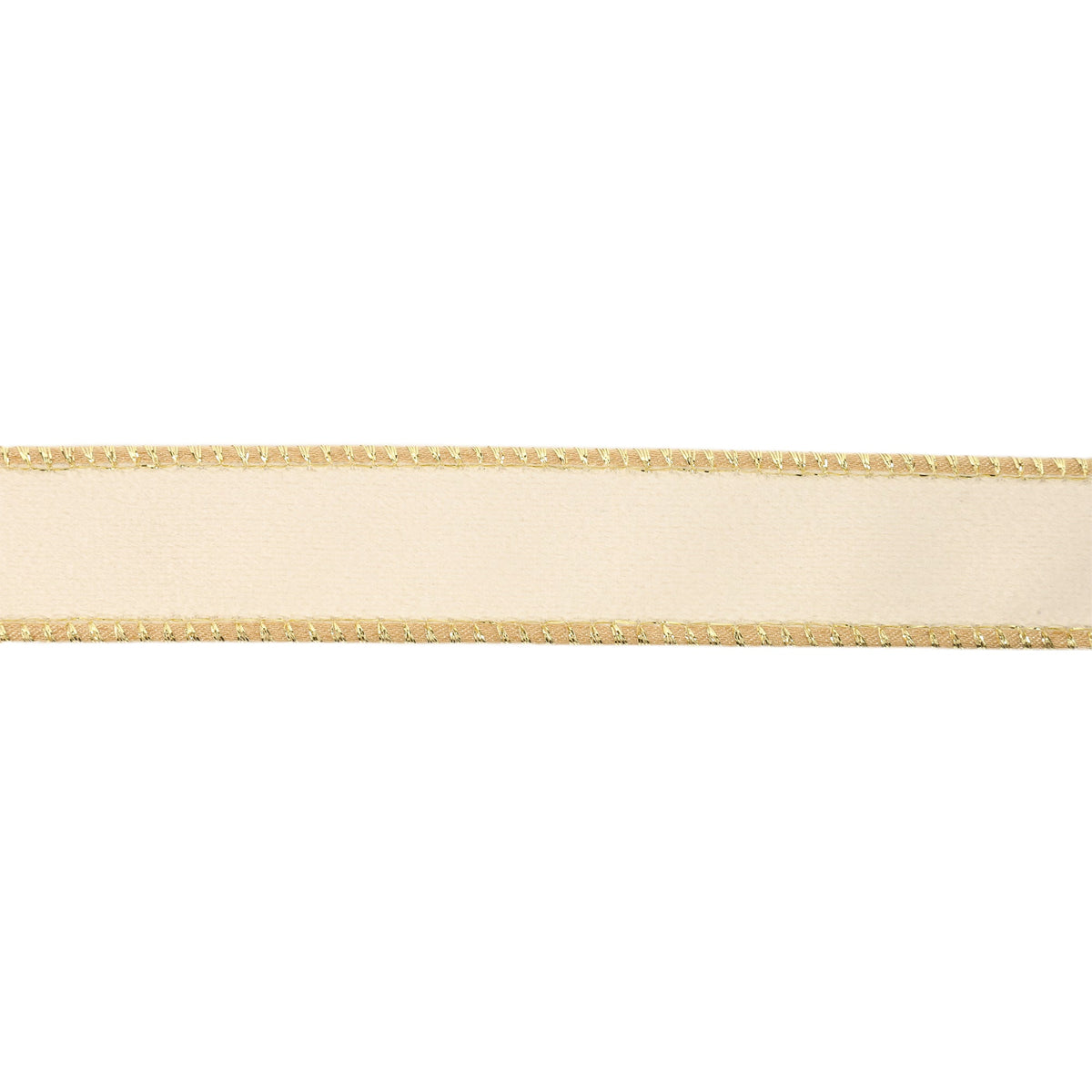 Warm Ivory Velvet Face and Gold Reverse on Narrow Wired Wreath Ribbon