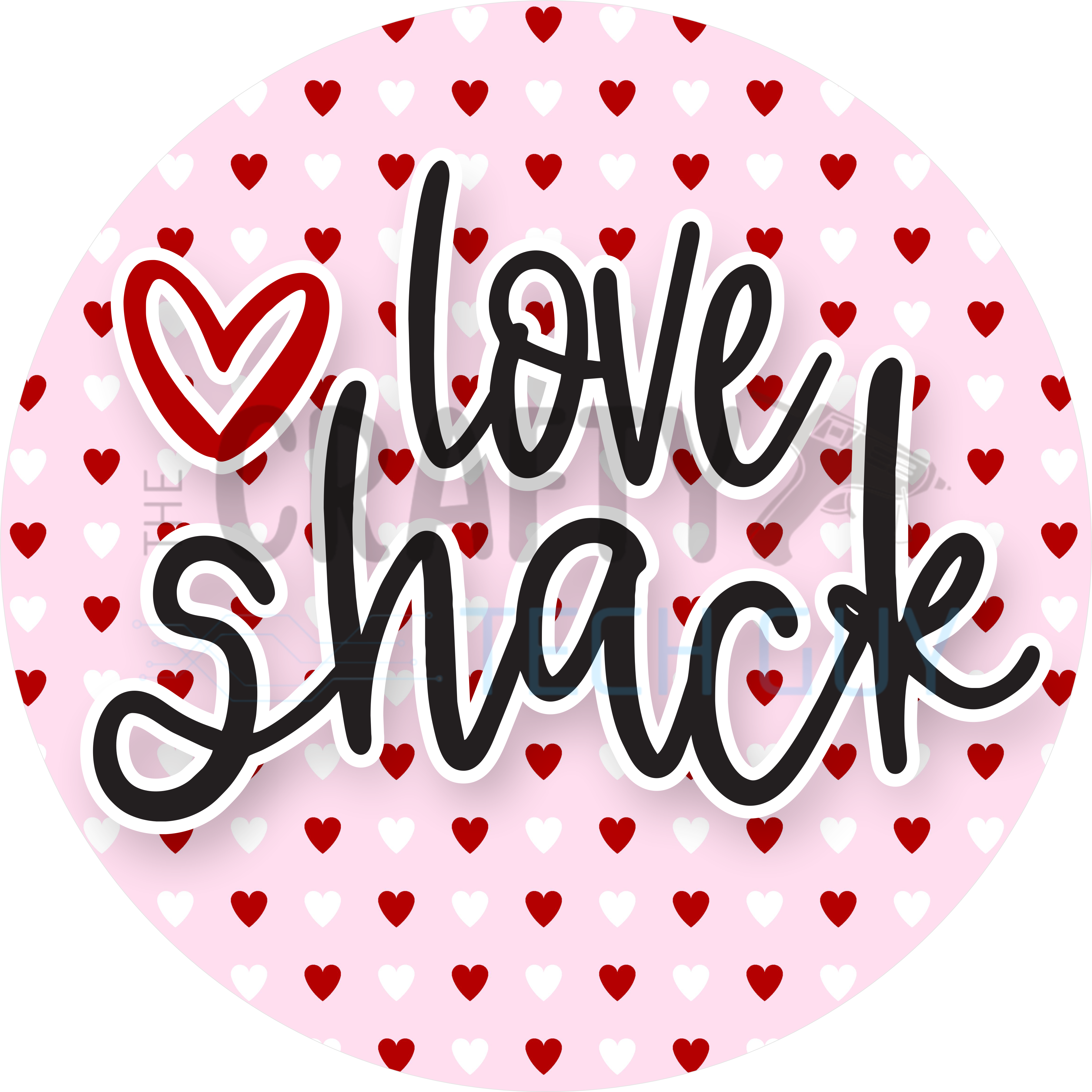 Love Shack Pink Hearts Round Wreath Sign
