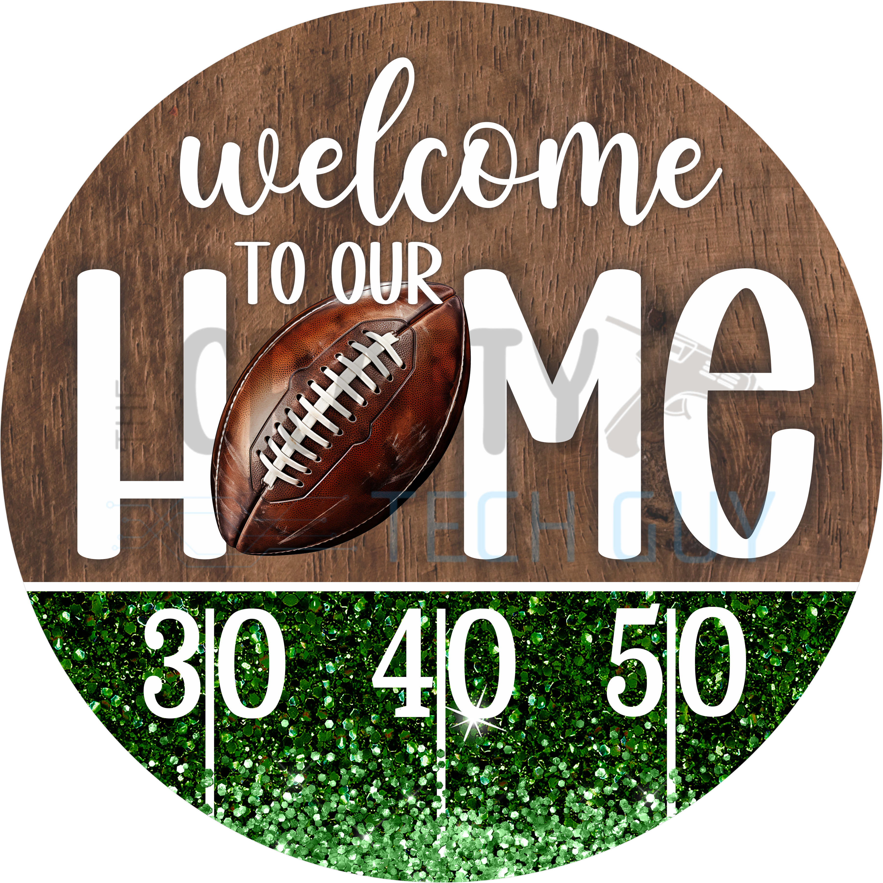 Football Welcome to Our Home Round Wreath Sign