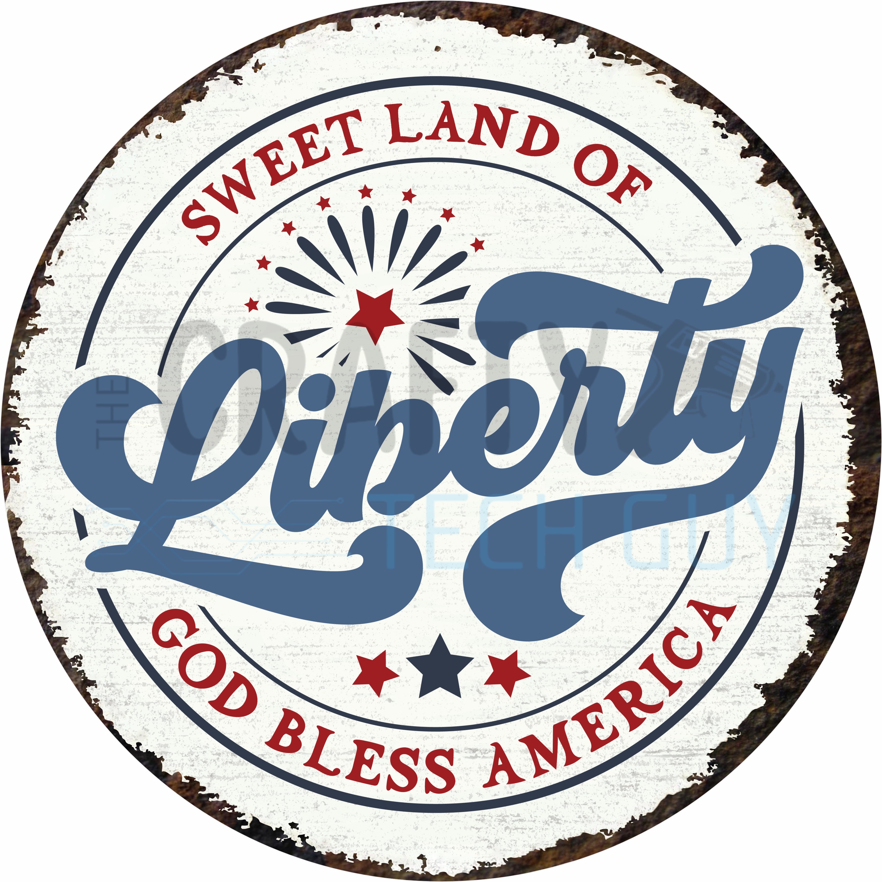 Sweet Land of Liberty Round Wreath Sign – God Bless America Patriotic Decor
