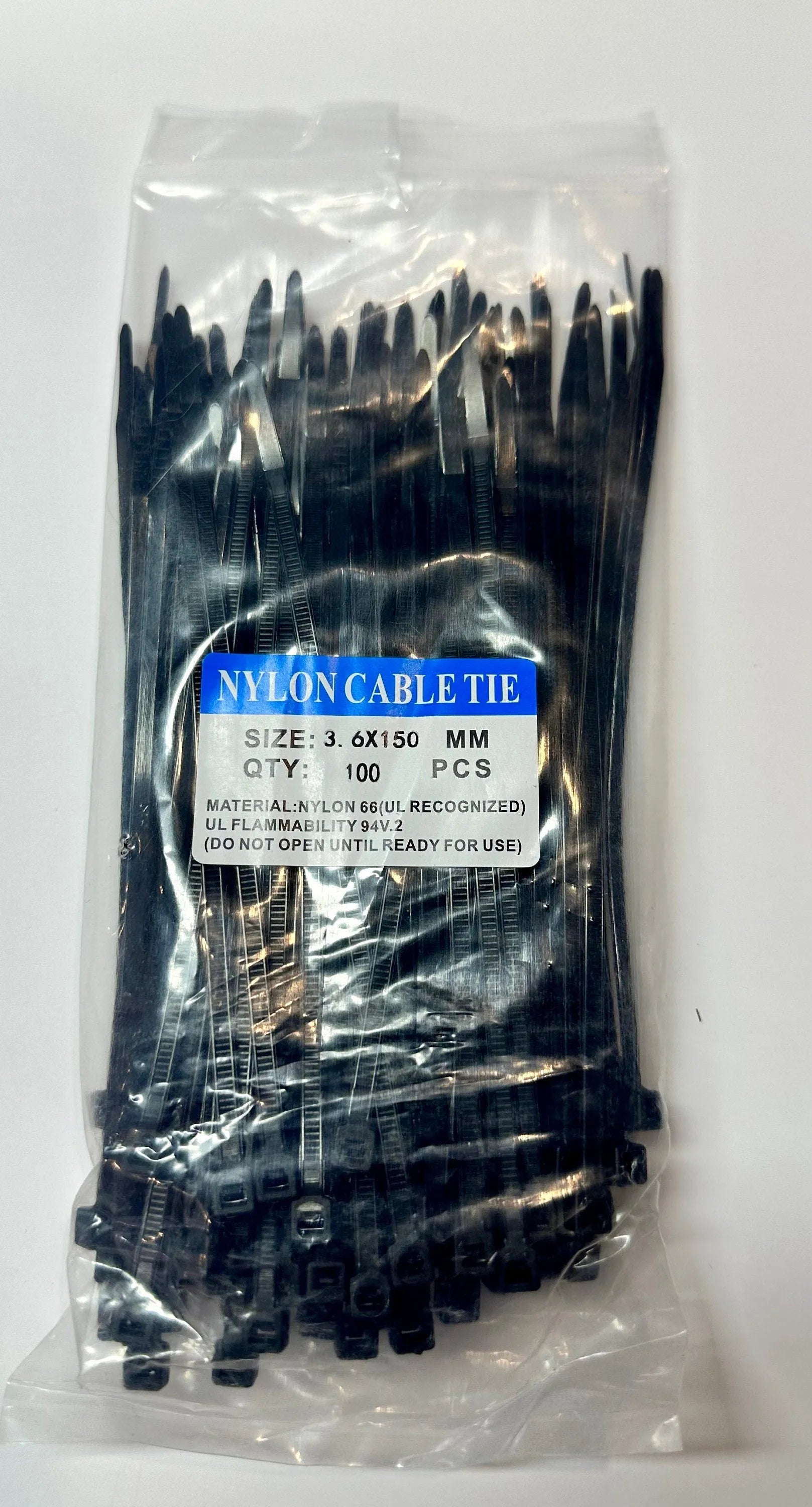 8" black zip tie, 100 pack