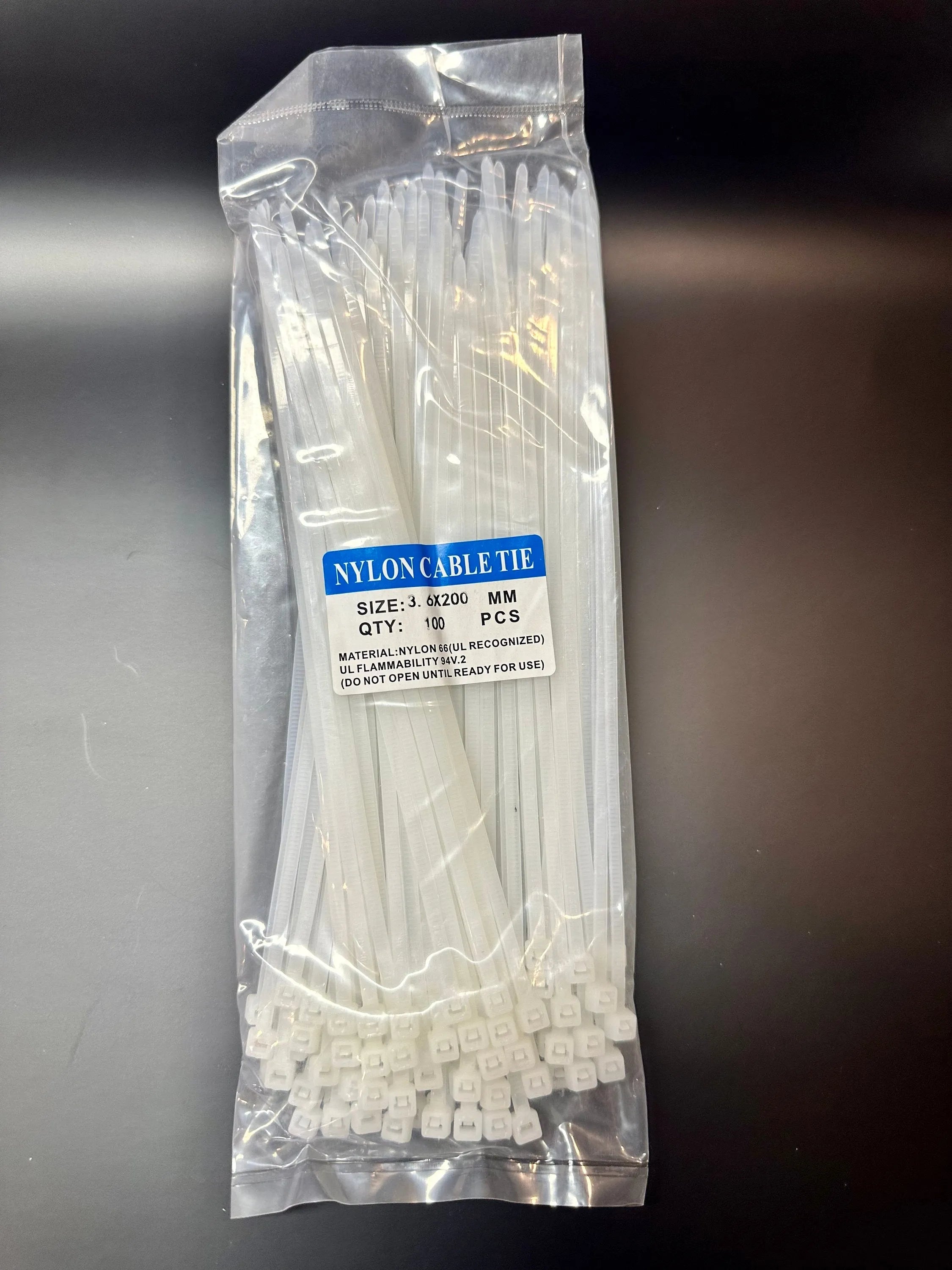 8" clear zip tie, 100 pack