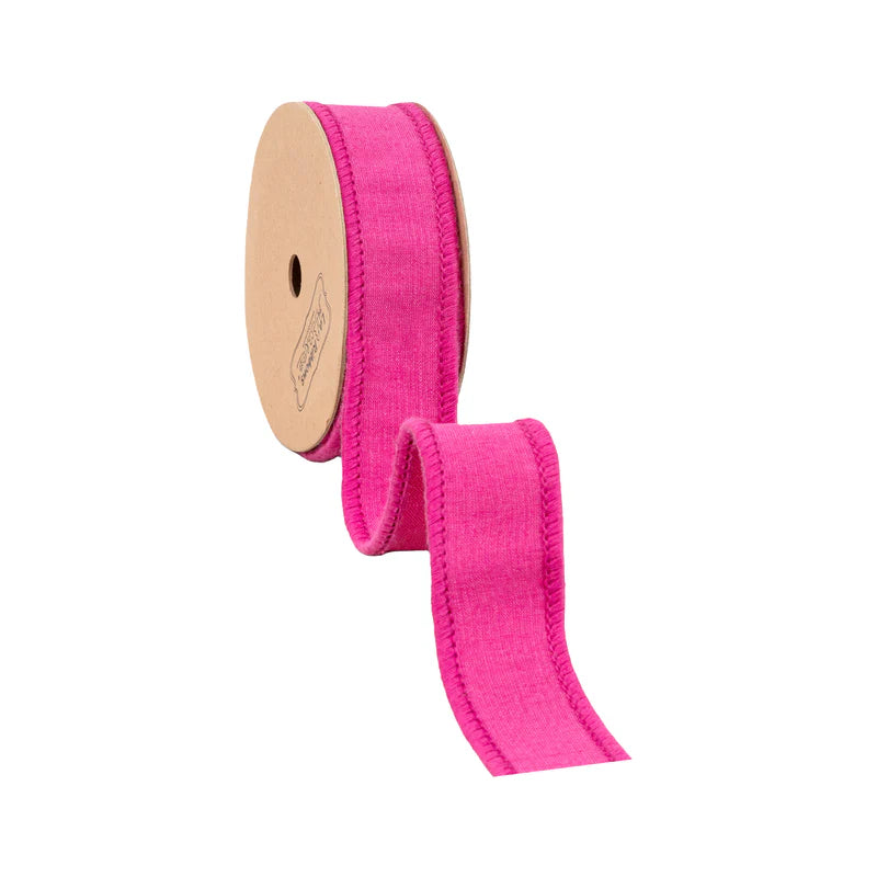1" 10 YD Hot Pink with Metallic Fused Backing Wired Dupioni Ribbon (Copy)