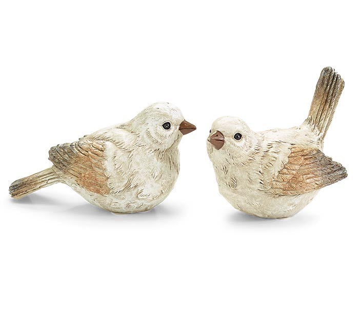Decorative Bird Figurine Set, Neutral Farmhouse Birds, Small Resin Shelf Decor, Rustic Spring Accent