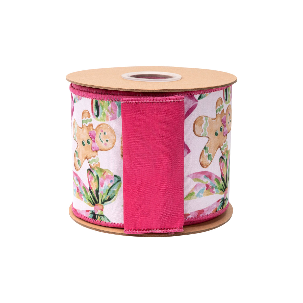 Hot Pink Fused Backing on Baubles and Bows Wired Dupioni Wreath Ribbon