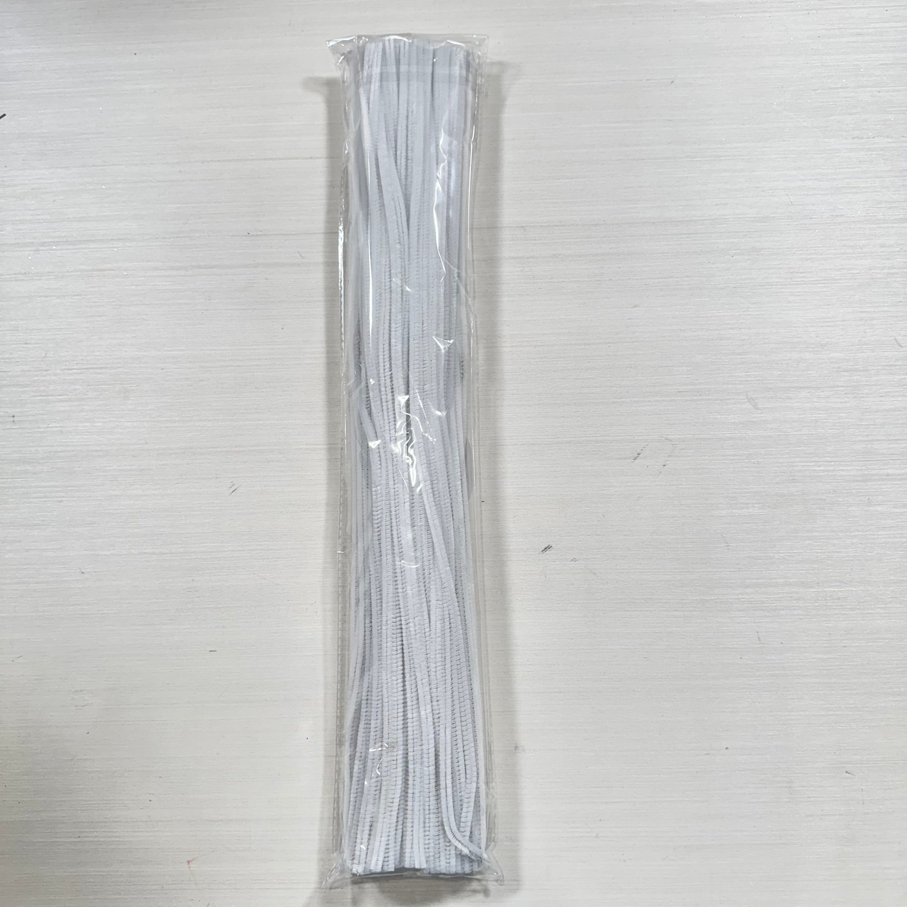 Limpiador de pipas de chenilla blanca de 20", paquete de 100