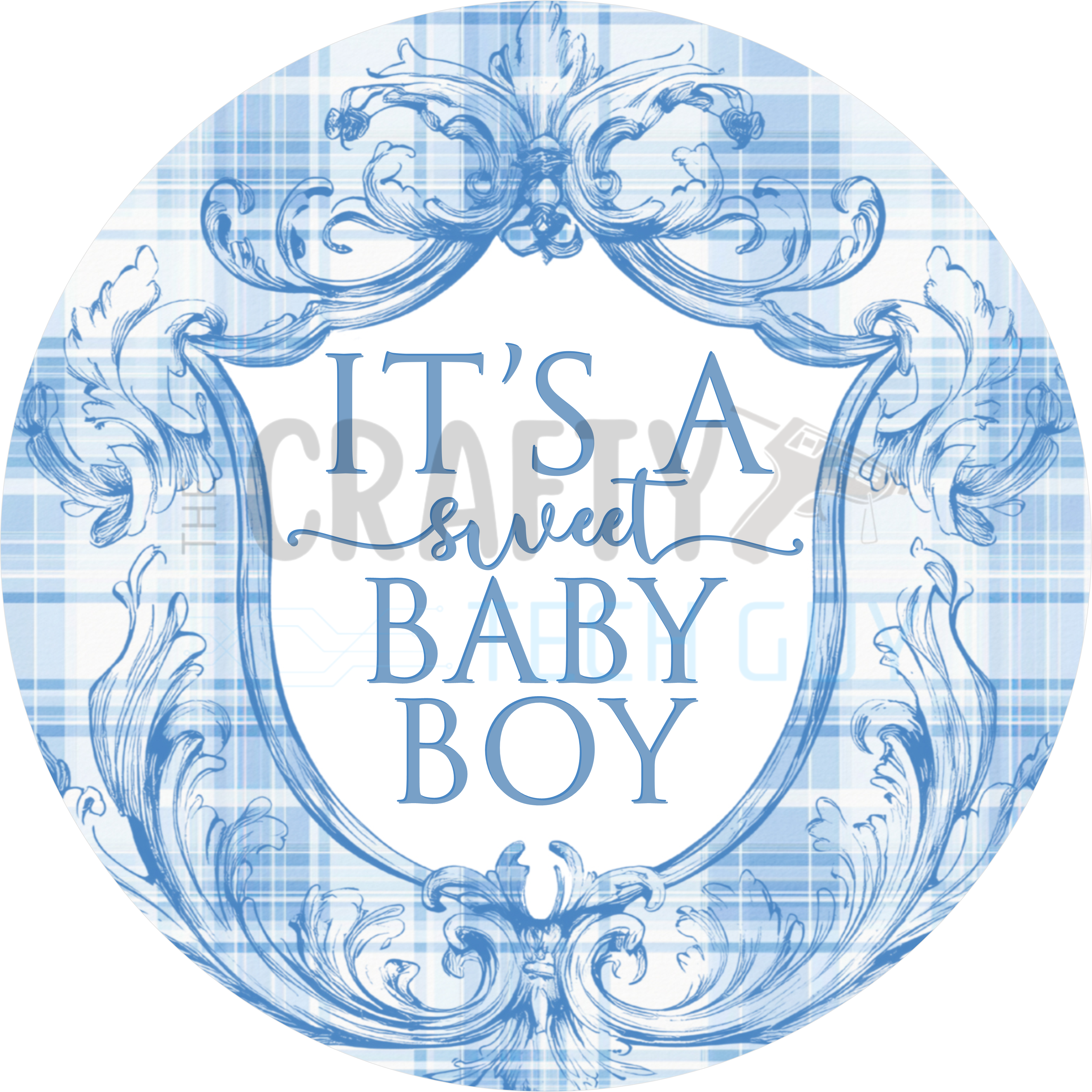 It’s a Sweet Baby Boy Blue Plaid Design | Elegant Vintage Frame Baby Shower Art for Nursery, Announcements, and Gift Décor