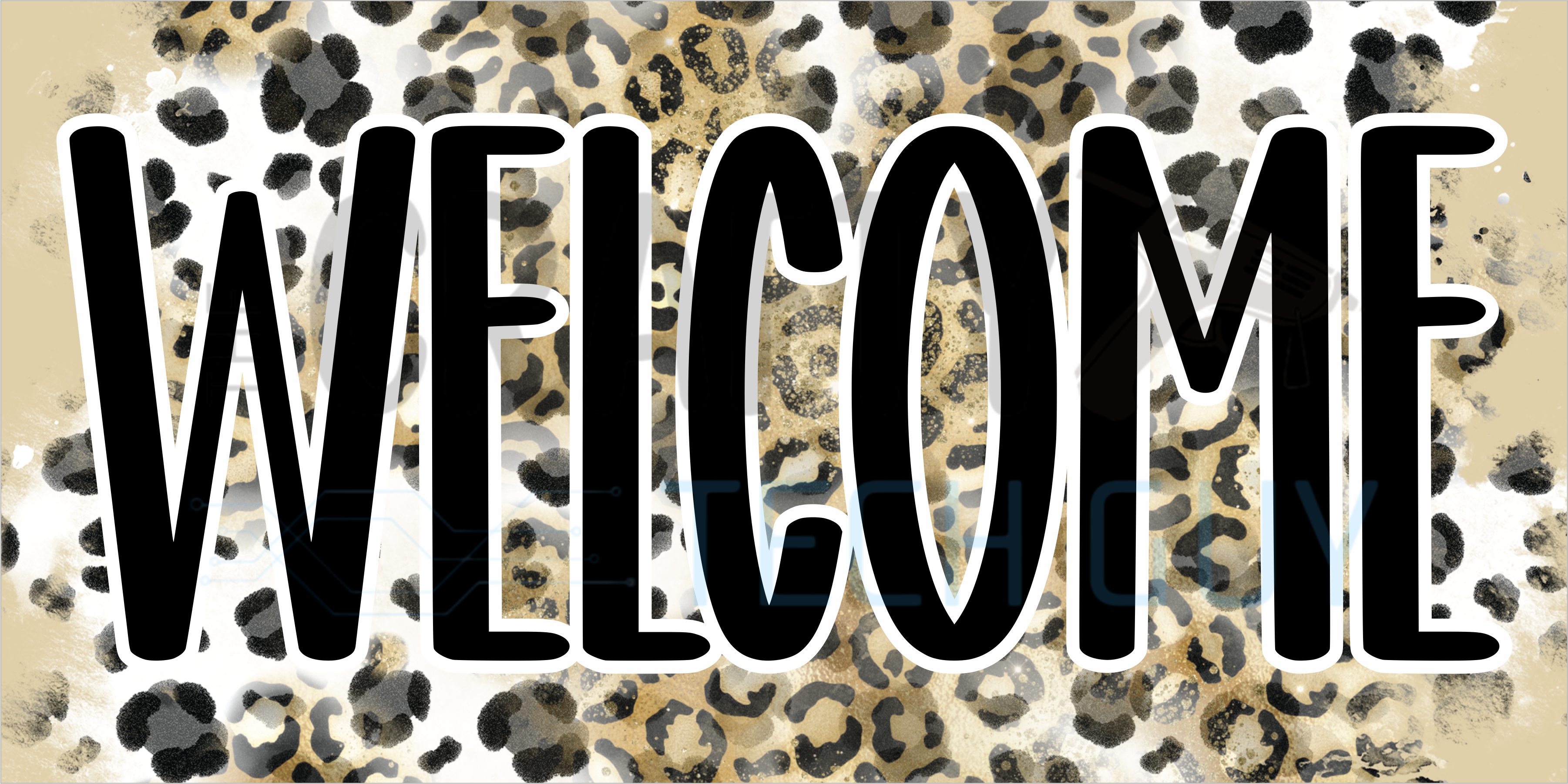 Chic Animal Print Welcome - Leopard Welcome Sign