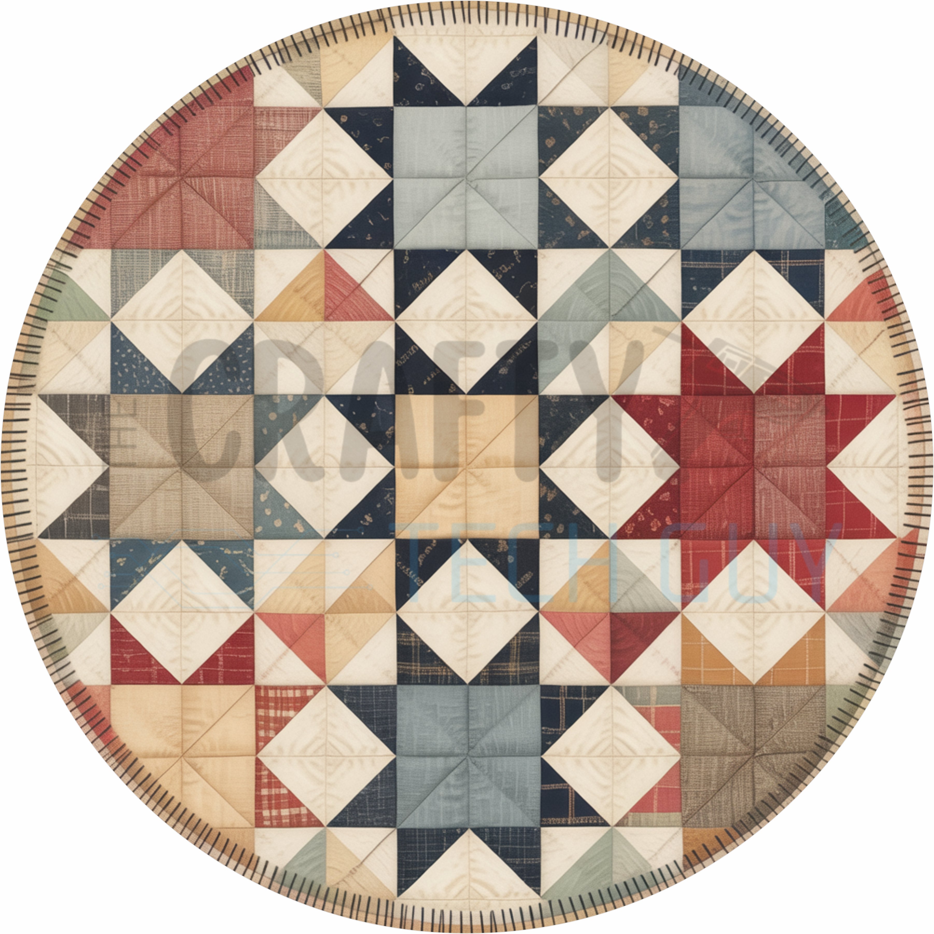 Americana Patchwork Quilt Pattern Farmhouse Round Wreath Sign