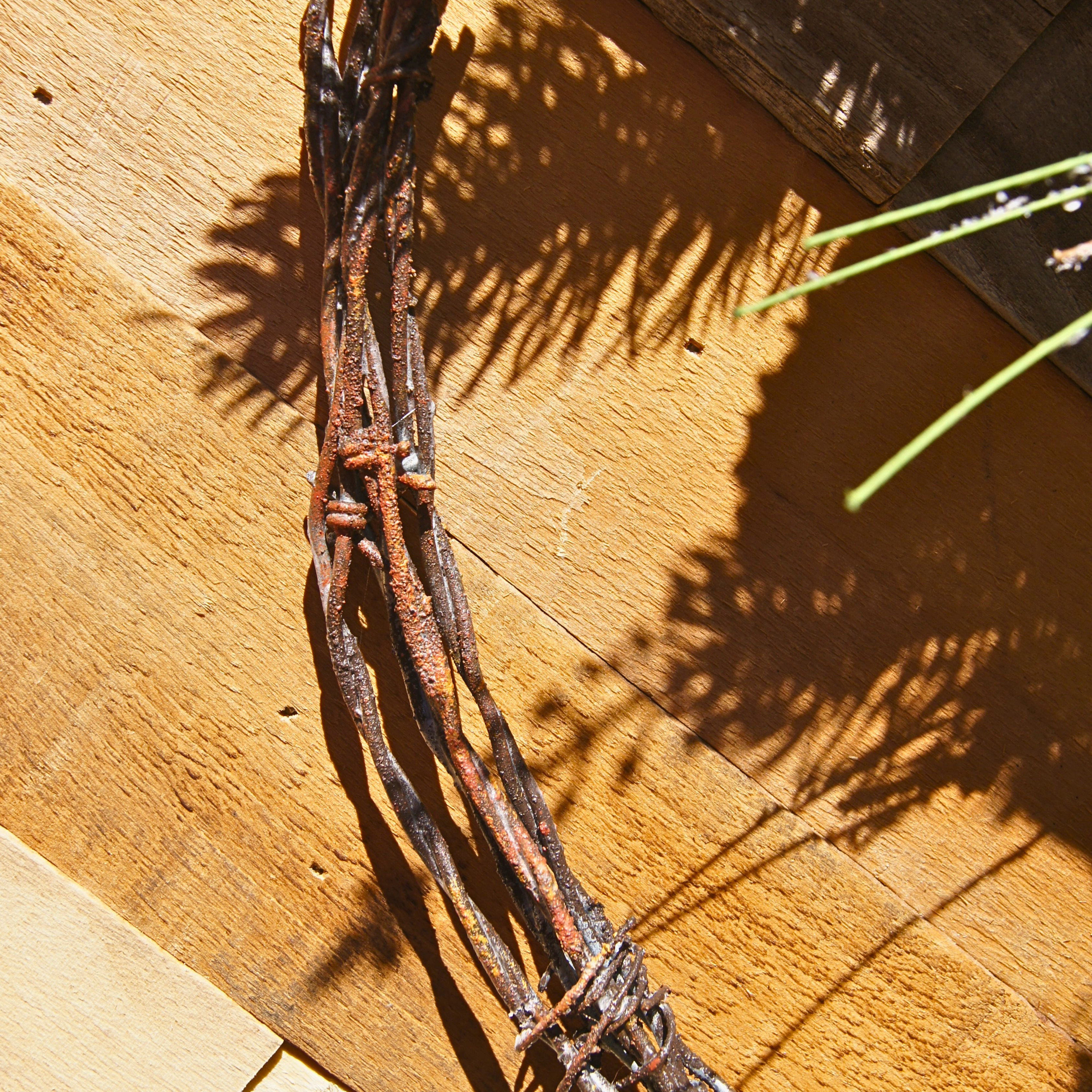 Boho Winter Wreath with Pampas Grass, Red Berries & Pinecones – Rustic Barbed Wire Base