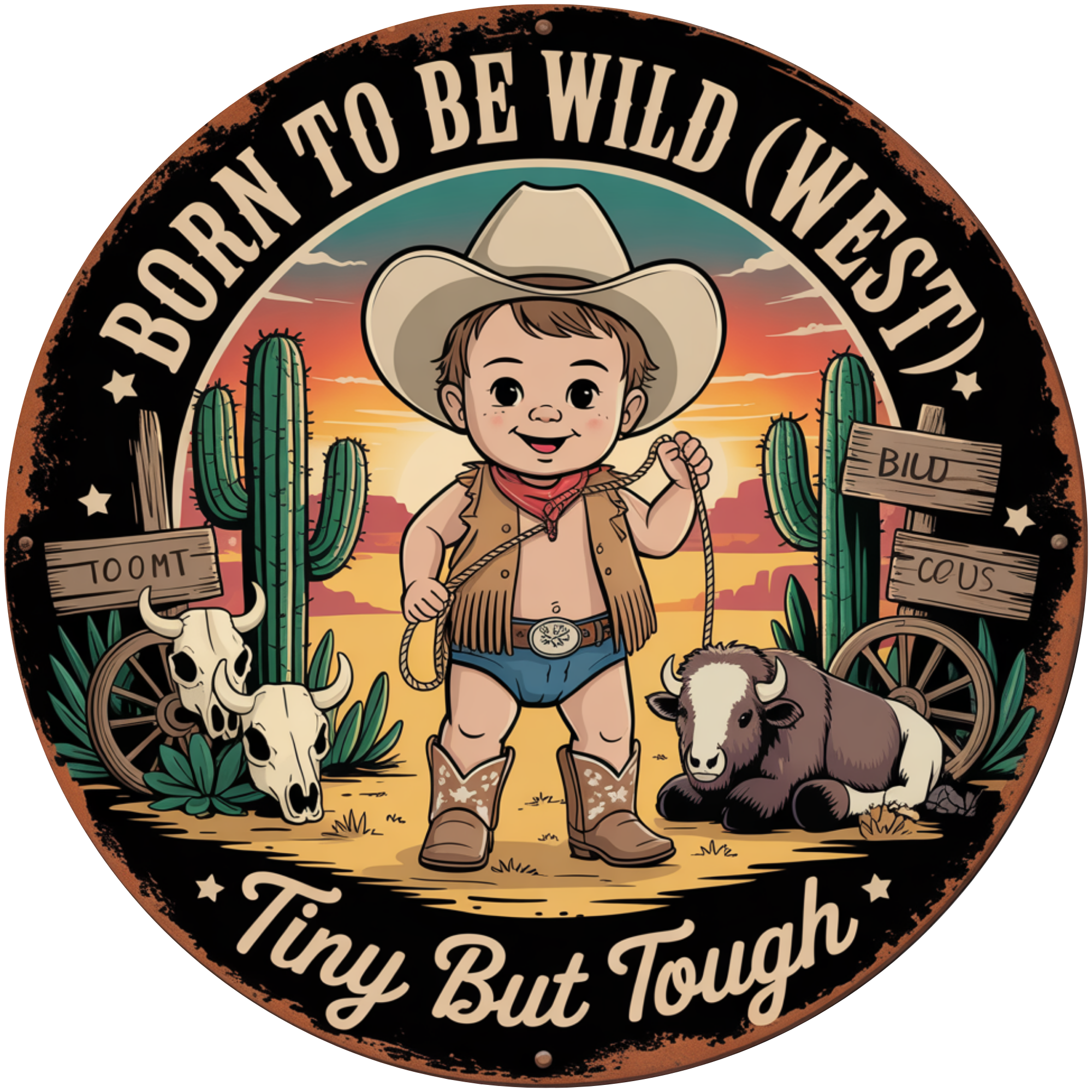 Letrero de guardería de vaquero del oeste, letrero de corona "Born to Be Wild", pequeño pero resistente, decoración rústica para baby shower, arte de pared del oeste de Little Cowboy