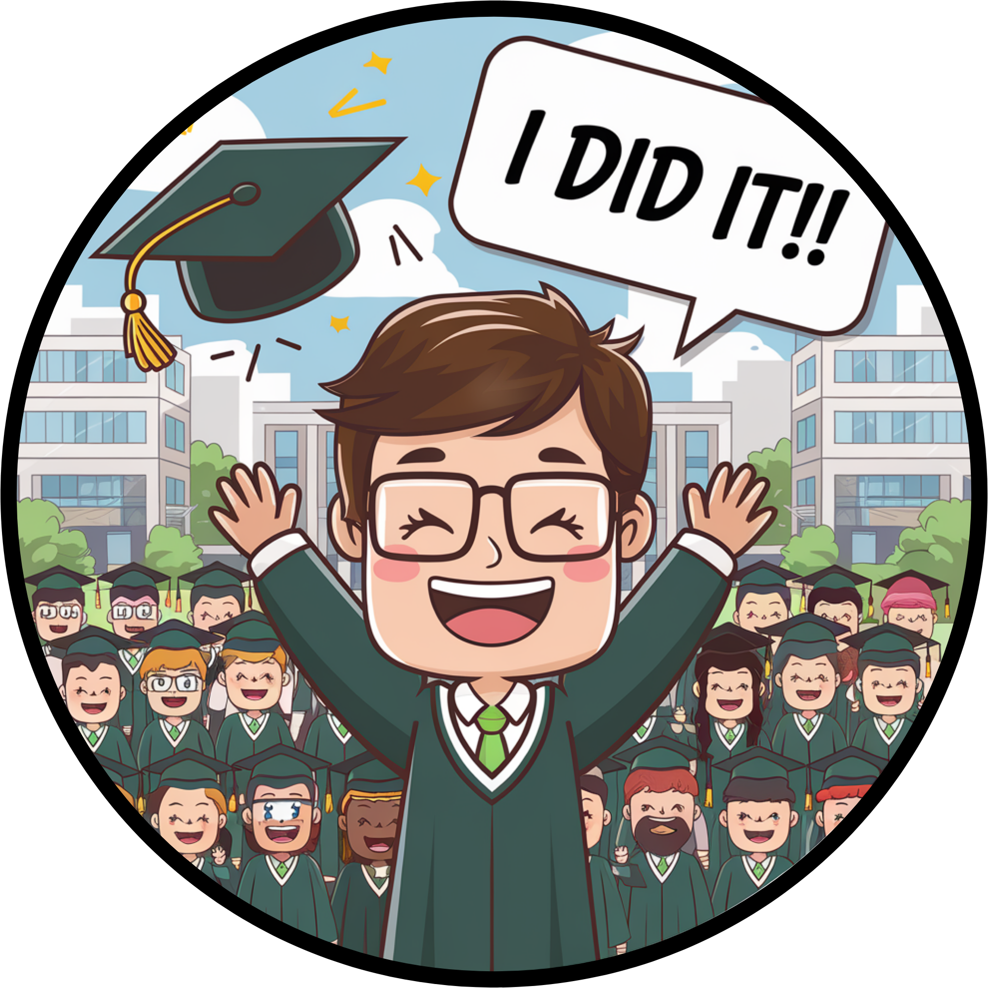 ¡Lo logré! Letrero de Graduado – Corona divertida para fiesta de graduación con lanzamiento de birrete