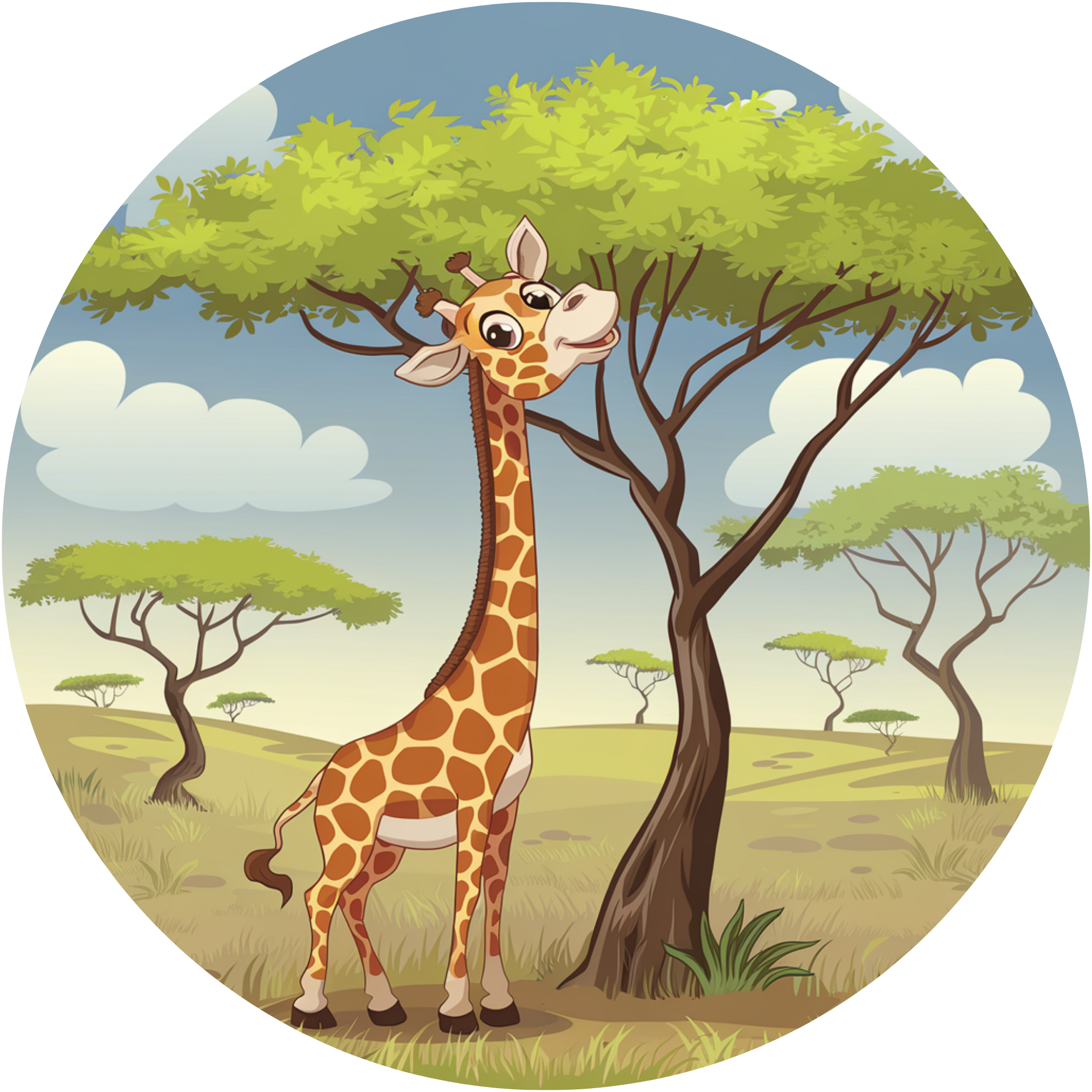 Cartoon Giraffe Metal Sign – Cute Safari Animal Round Sublimation Sign for Kids’ Room, Nursery Wall Art, or Wreath Attachment