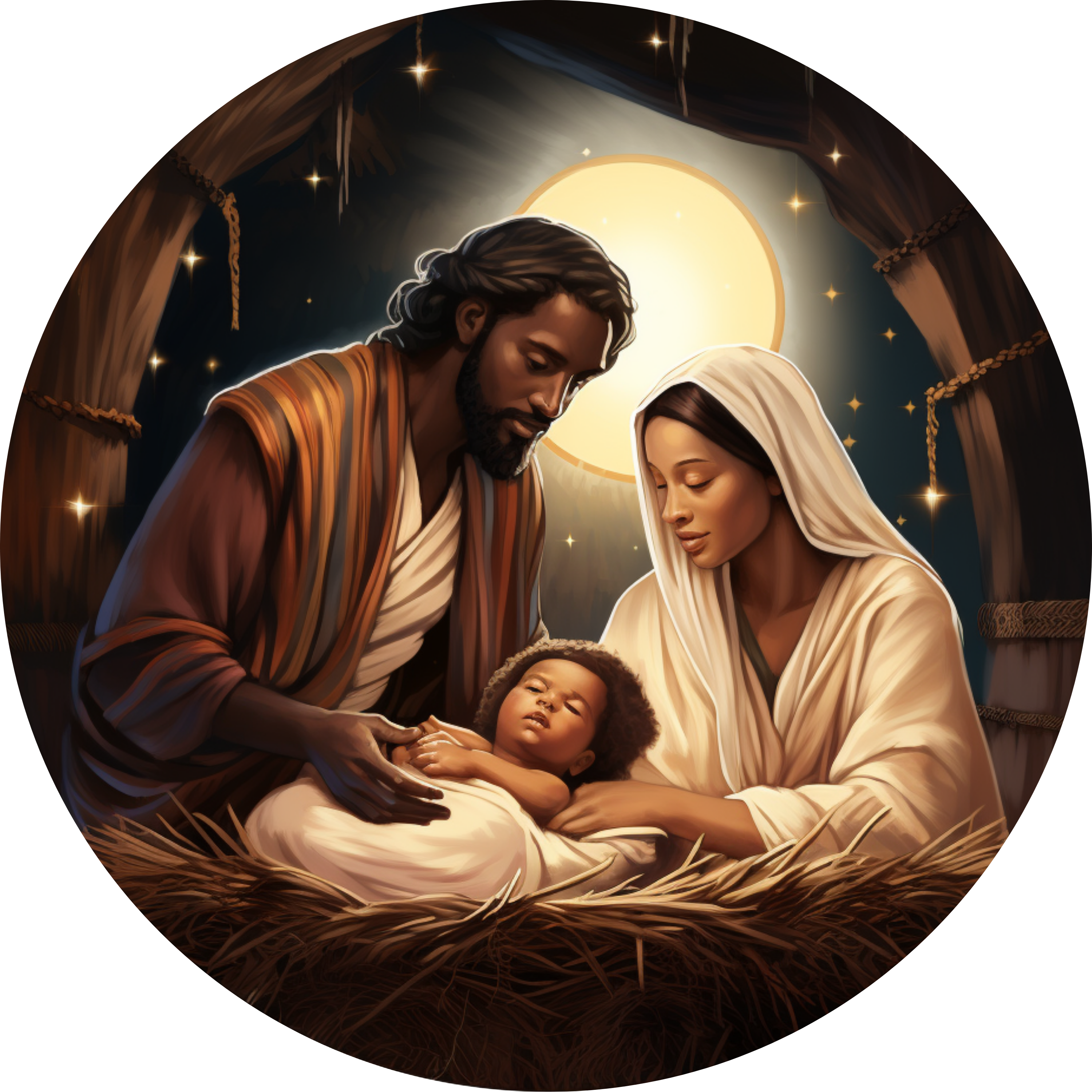 Holy Family Nativity Design | Peaceful Christmas Scene with Joseph, Mary, and Baby Jesus | Faith-Inspired Holiday Art