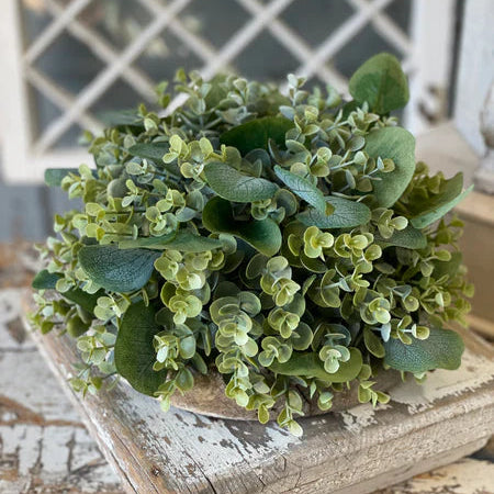 Enclave Eucalyptus Half Sphere, 11 Inch Greenery Ball, Mixed Eucalyptus Farmhouse Decor, Everyday Neutral Greenery