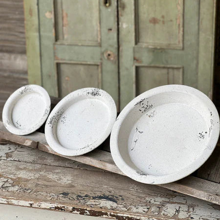 Distressed Rustic Farmhouse White Footed Trays