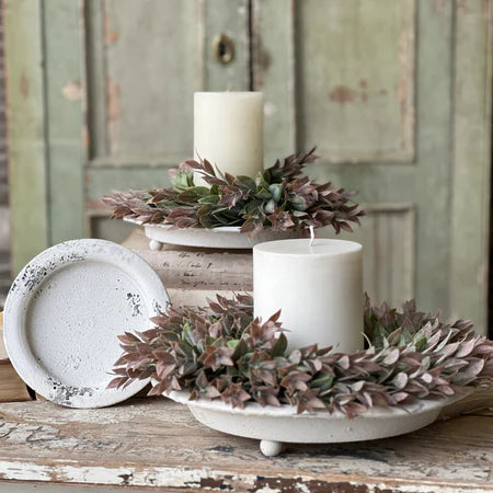 Distressed Rustic Farmhouse White Footed Trays