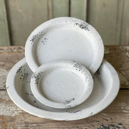 Distressed Rustic Farmhouse White Footed Trays