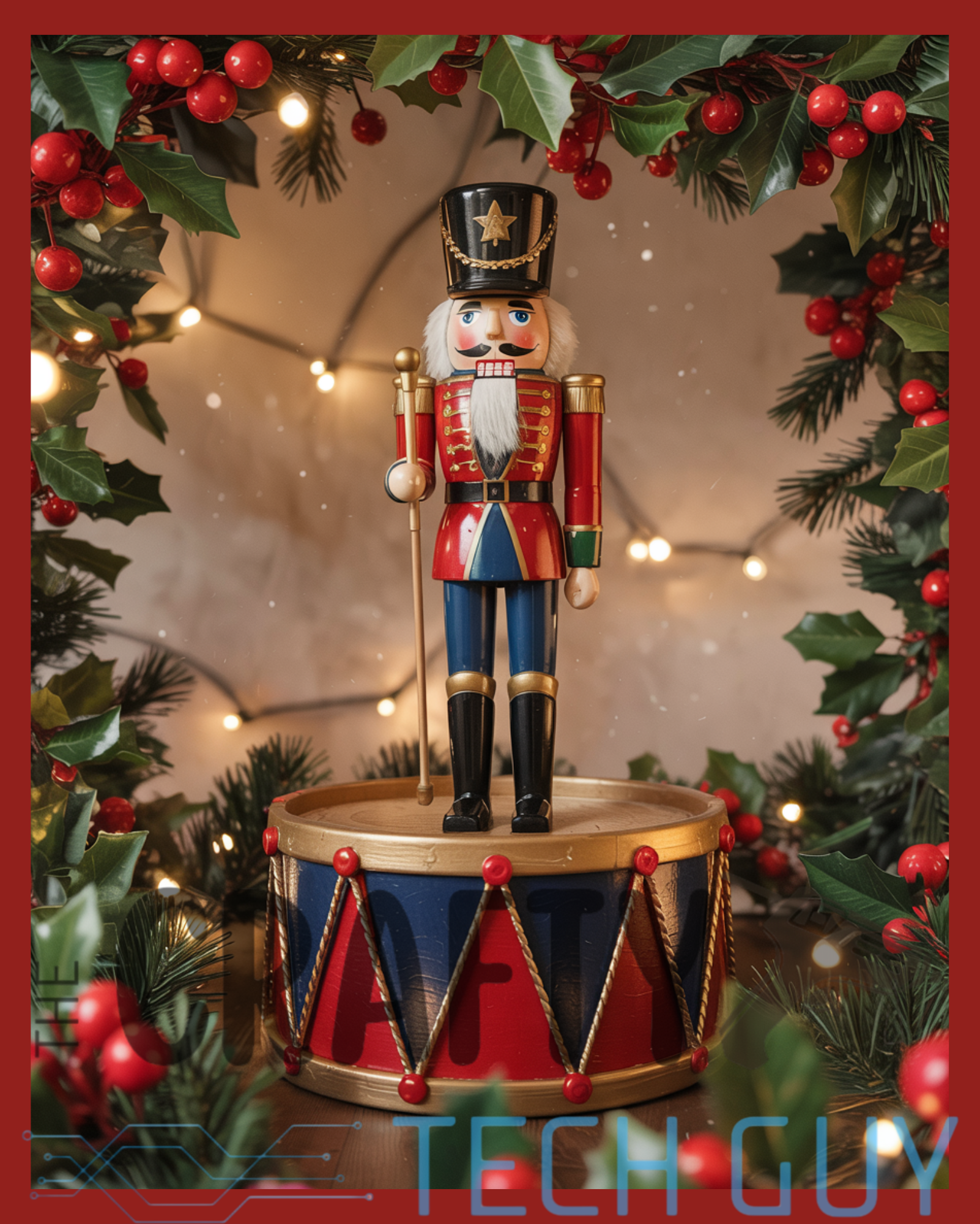 Nutcracker’s Parade Inspire Me Box – Holiday Craft Supply Kit with Regal Red & Gold, Toy Soldier Theme, Nutcracker Signs, Ribbons, Picks & Florals for Wreath Making