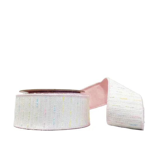 Luxury Pink Tweed Wired Ribbon, 2.5 Inch x 10 Yards, Double Sided Designer Ribbon