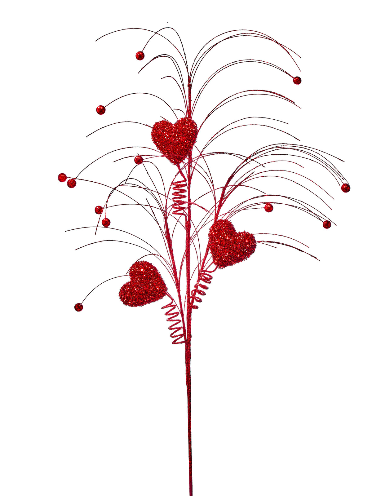 34 inch red triple glitter heart spray for Valentine's Day wreaths