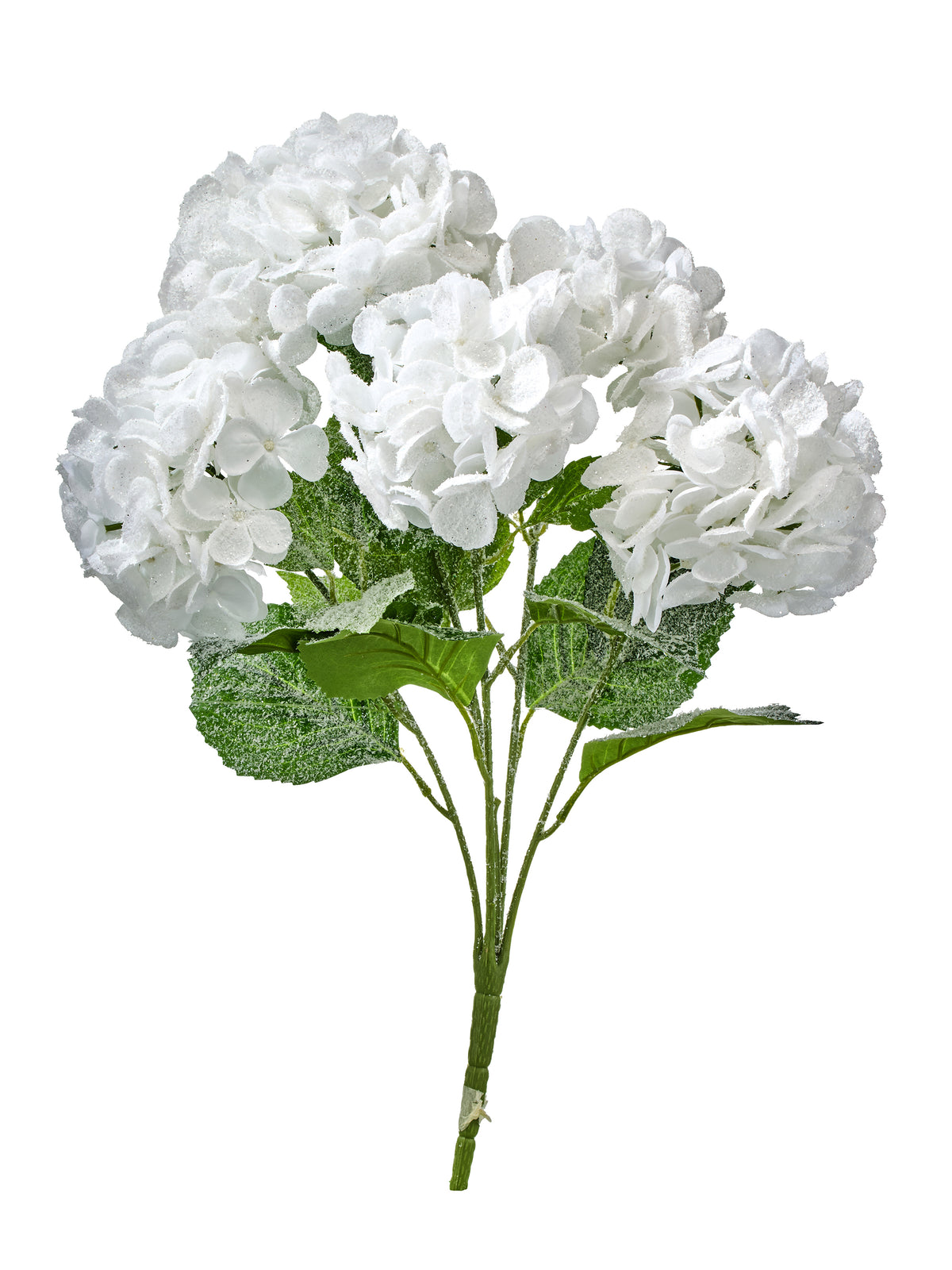 23 inch white hydrangea bush with five blooms for winter wreaths