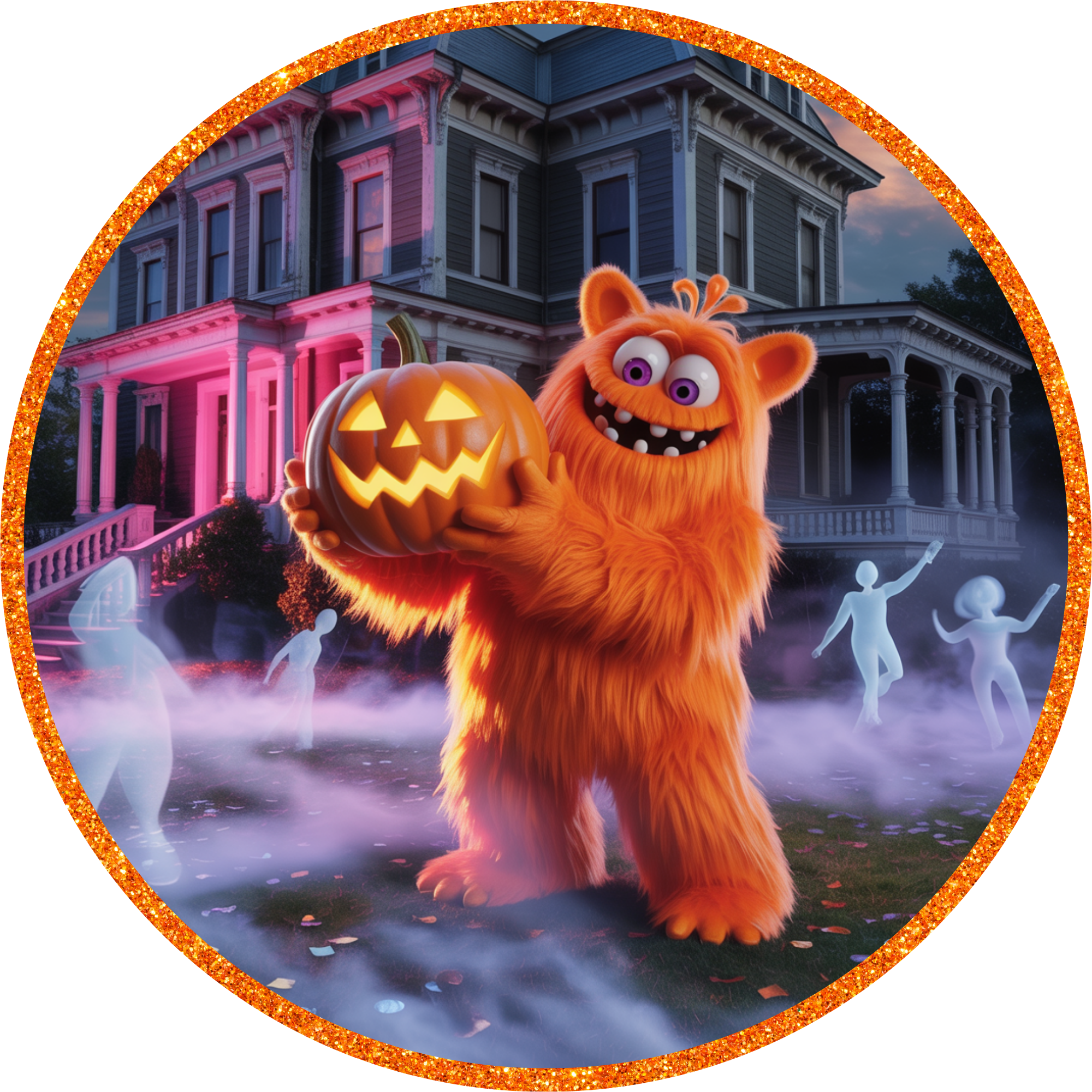 Orange Halloween Monster Sign, Boo Pumpkin Decor, Cute Spooky Porch Sign