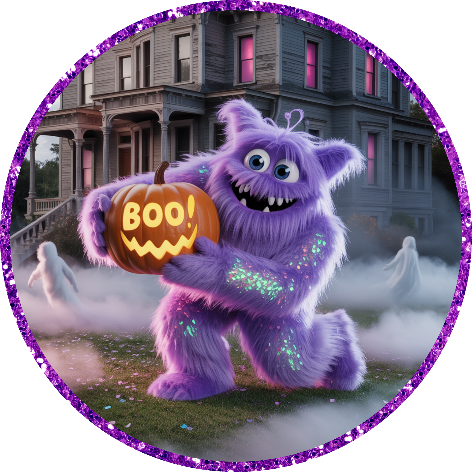 Purple Halloween Monster Sign, Boo Pumpkin Decor, Cute Spooky Porch Sign