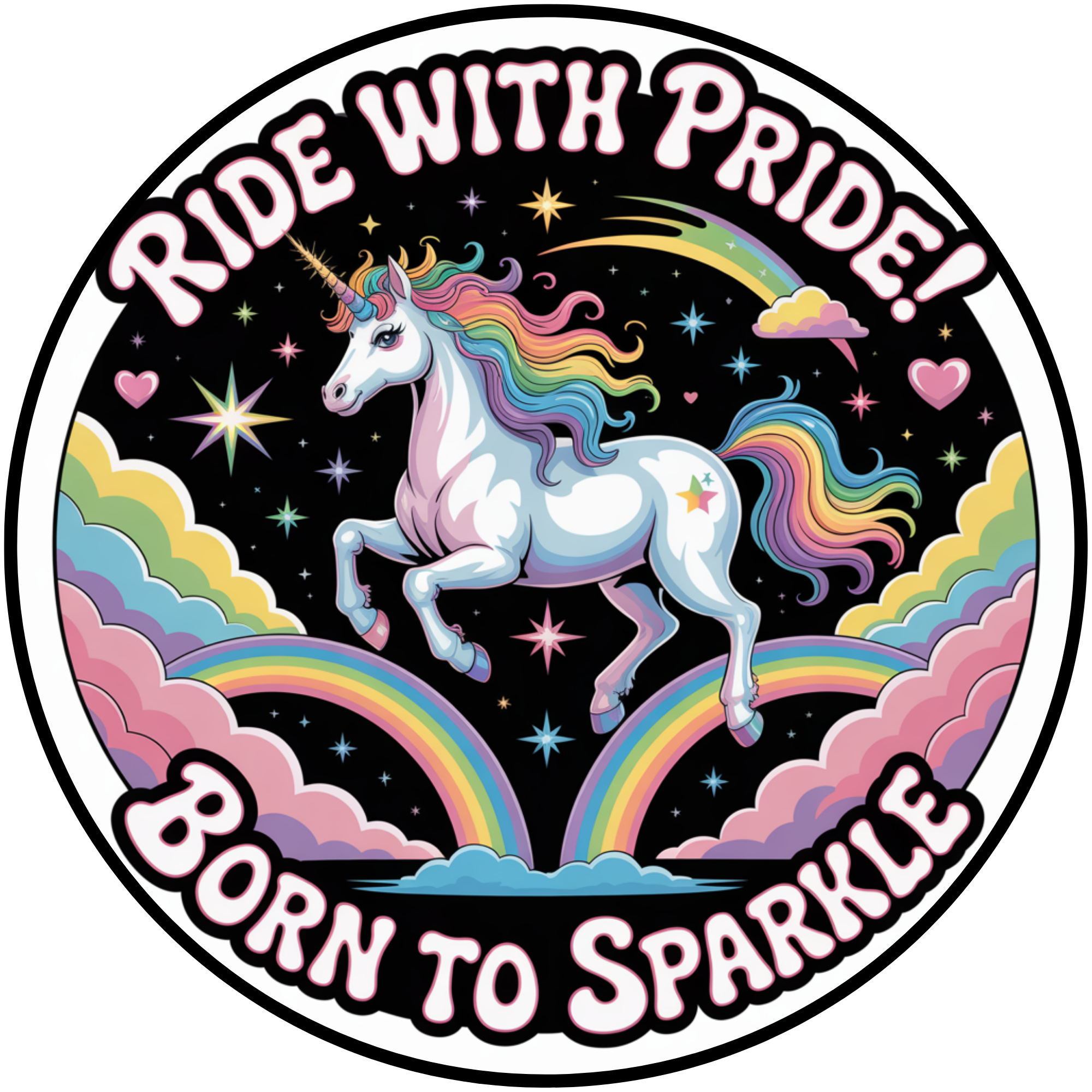 Letrero de unicornio "Ride With Pride", letrero de arcoíris "Born To Sparkle LGBTQ+", letrero de corona del orgullo gay