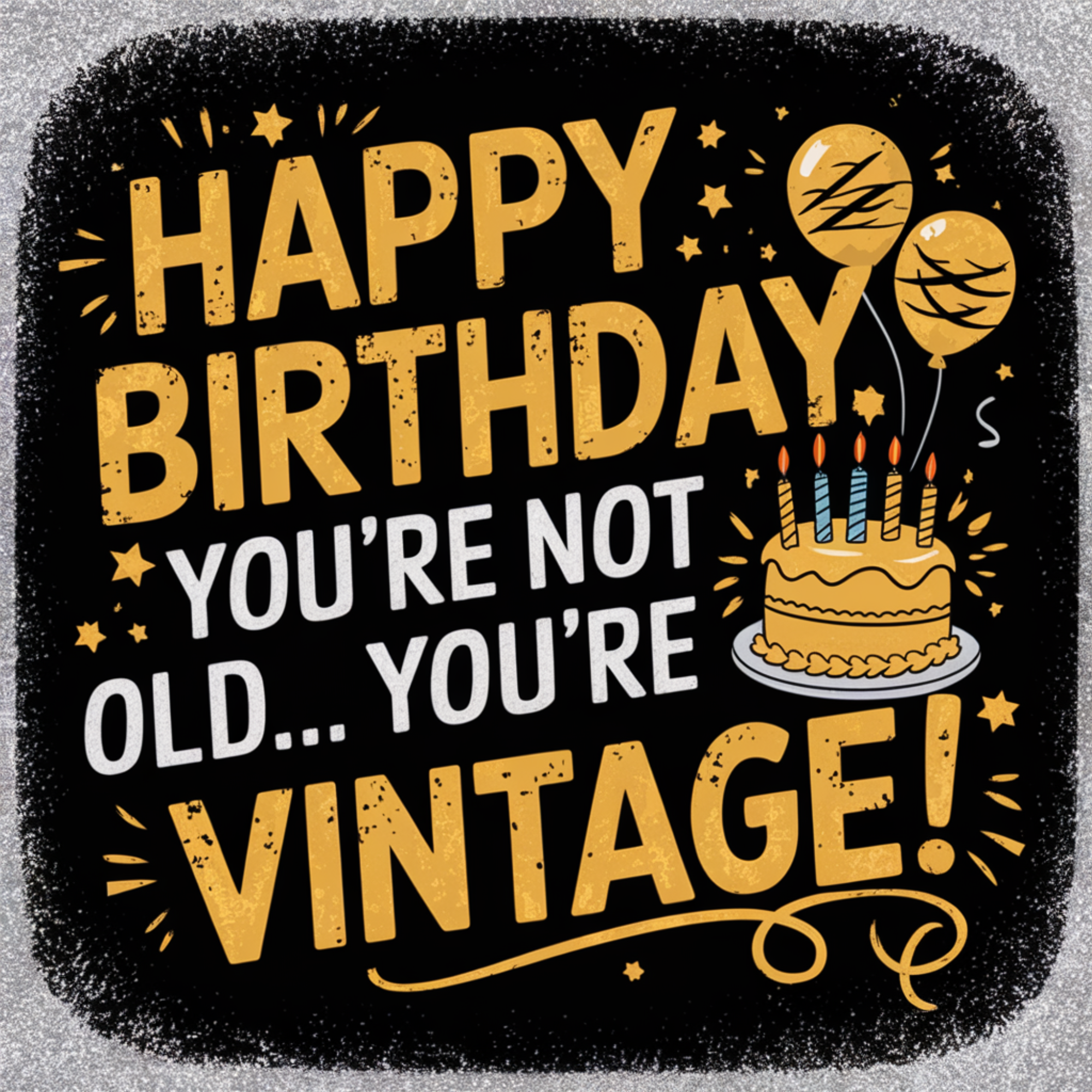 Letrero de cumpleaños vintage divertido: «No eres viejo... eres vintage». Letrero metálico redondo sublimado para coronas, fiestas y regalos especiales.